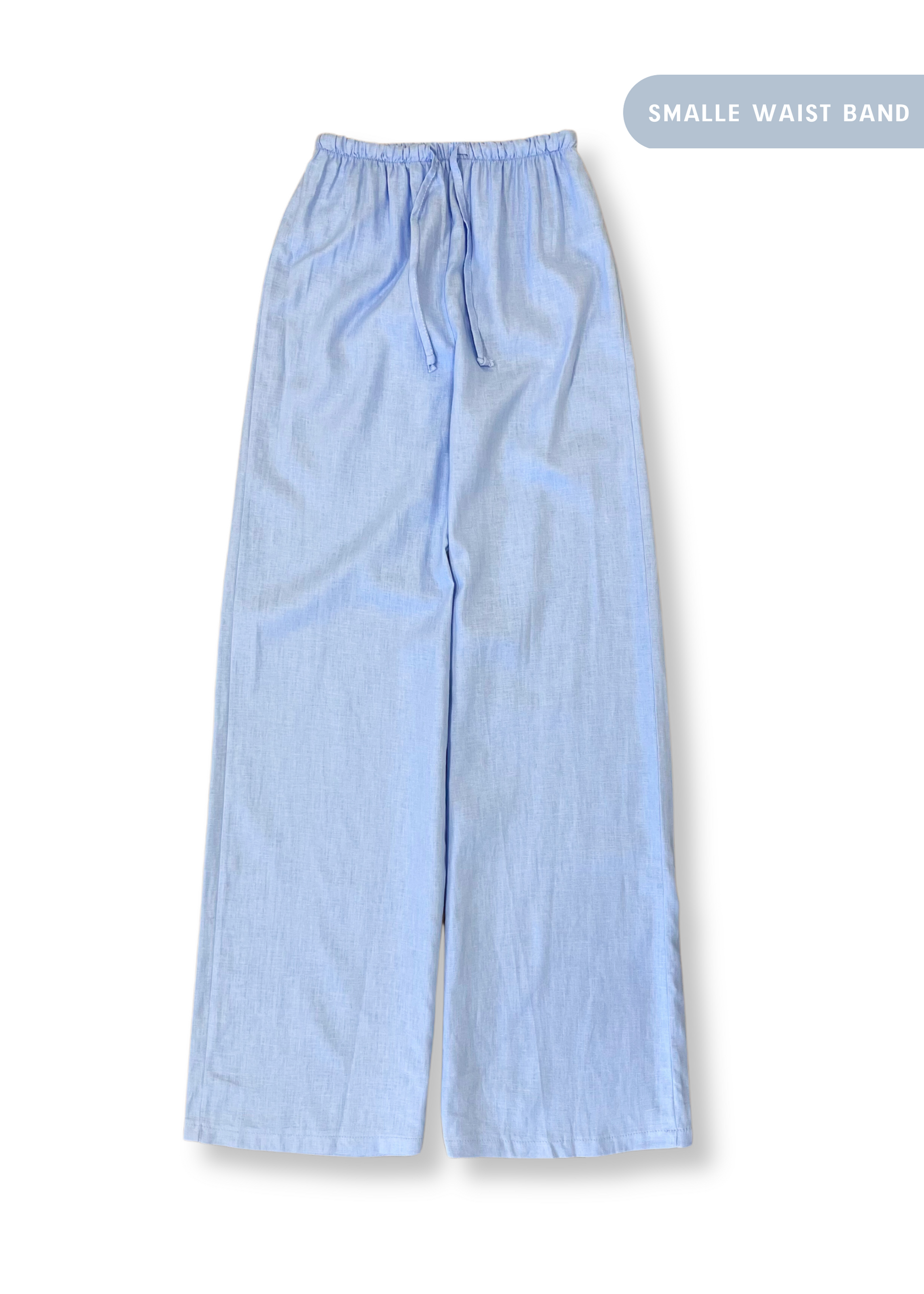 Linen pants small waist band light blue (REGULAR)