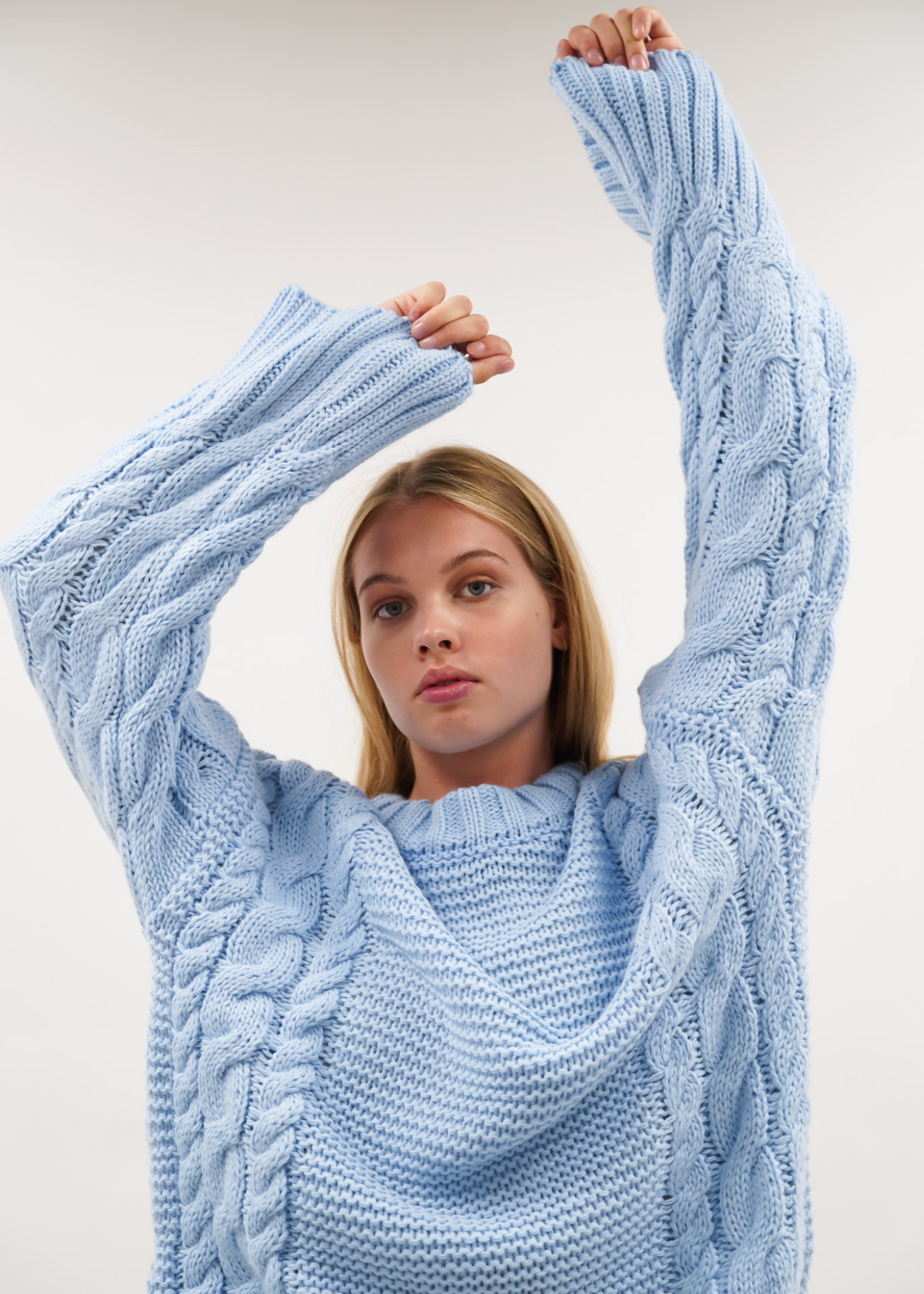 Cable knit baby blue