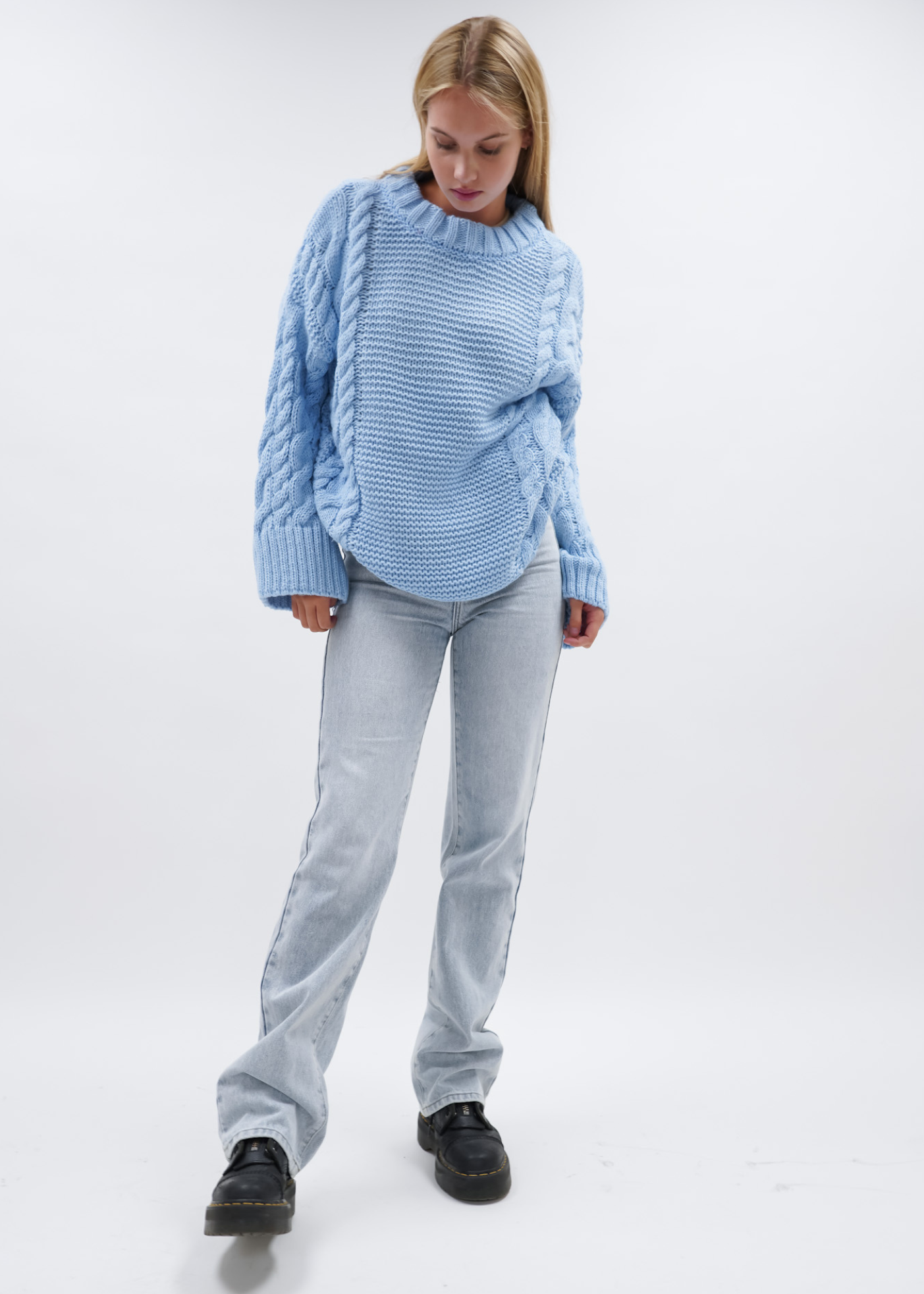 Cable knit baby blue