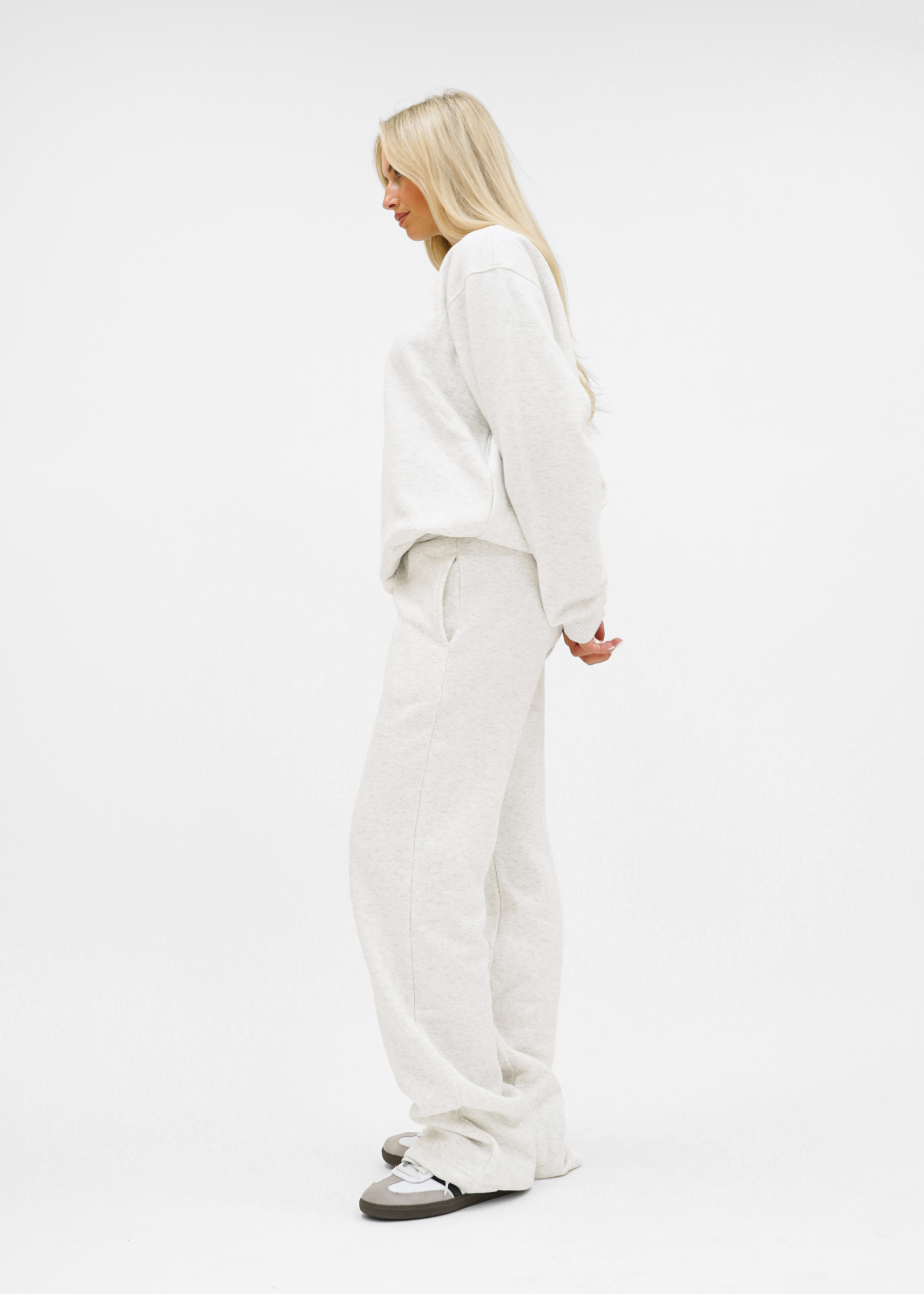 Low/mid waist jogger pants light grey melange (tall)