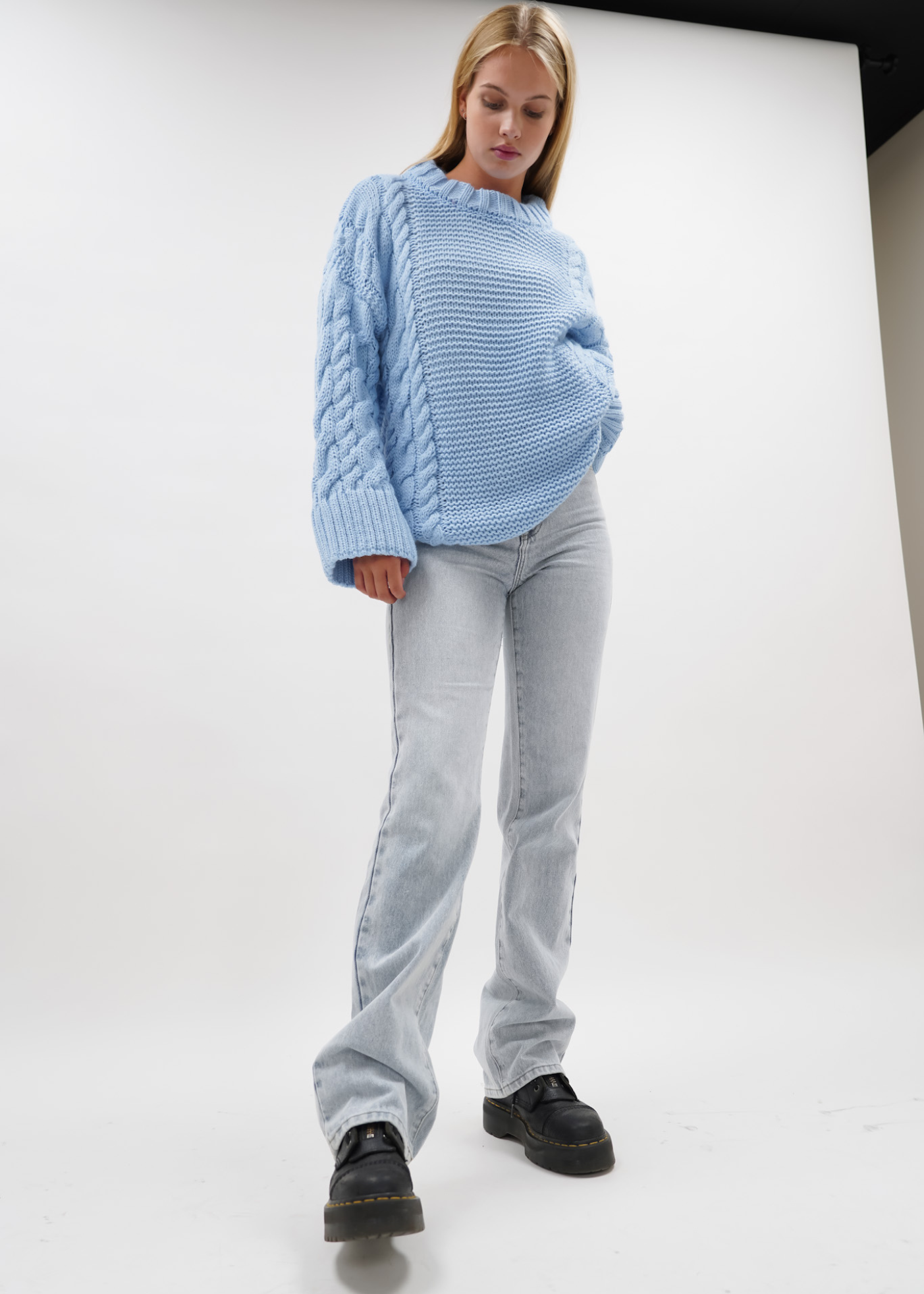 Cable knit baby blue