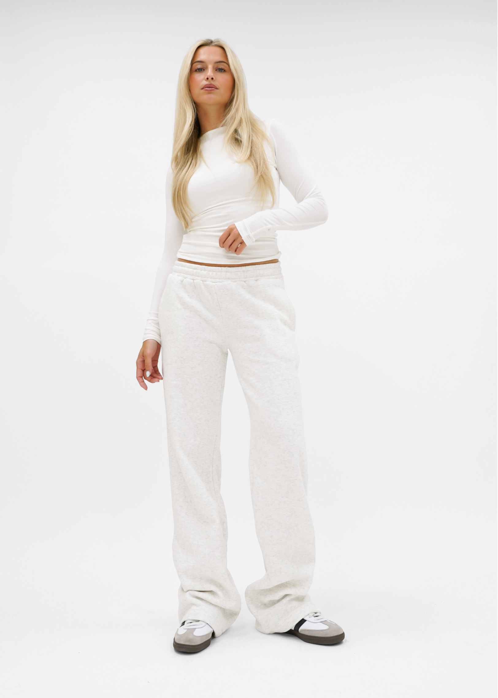 Low/mid waist jogger pants light grey melange (tall)