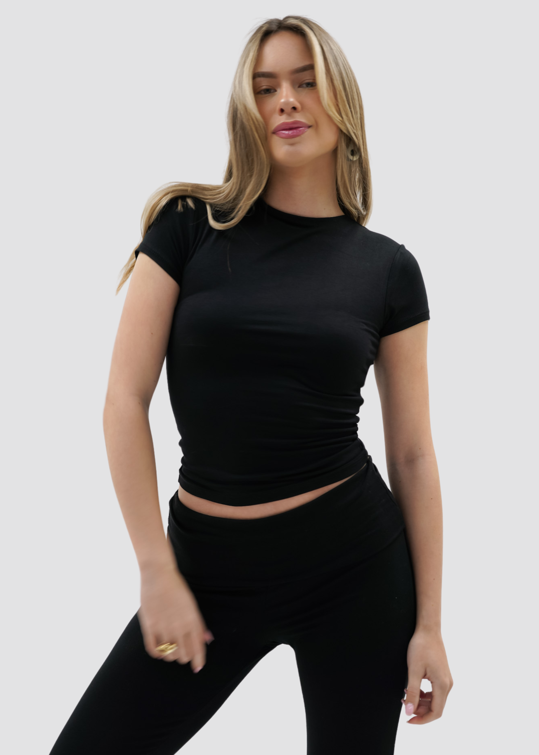 Short sleeve top long black (tall)