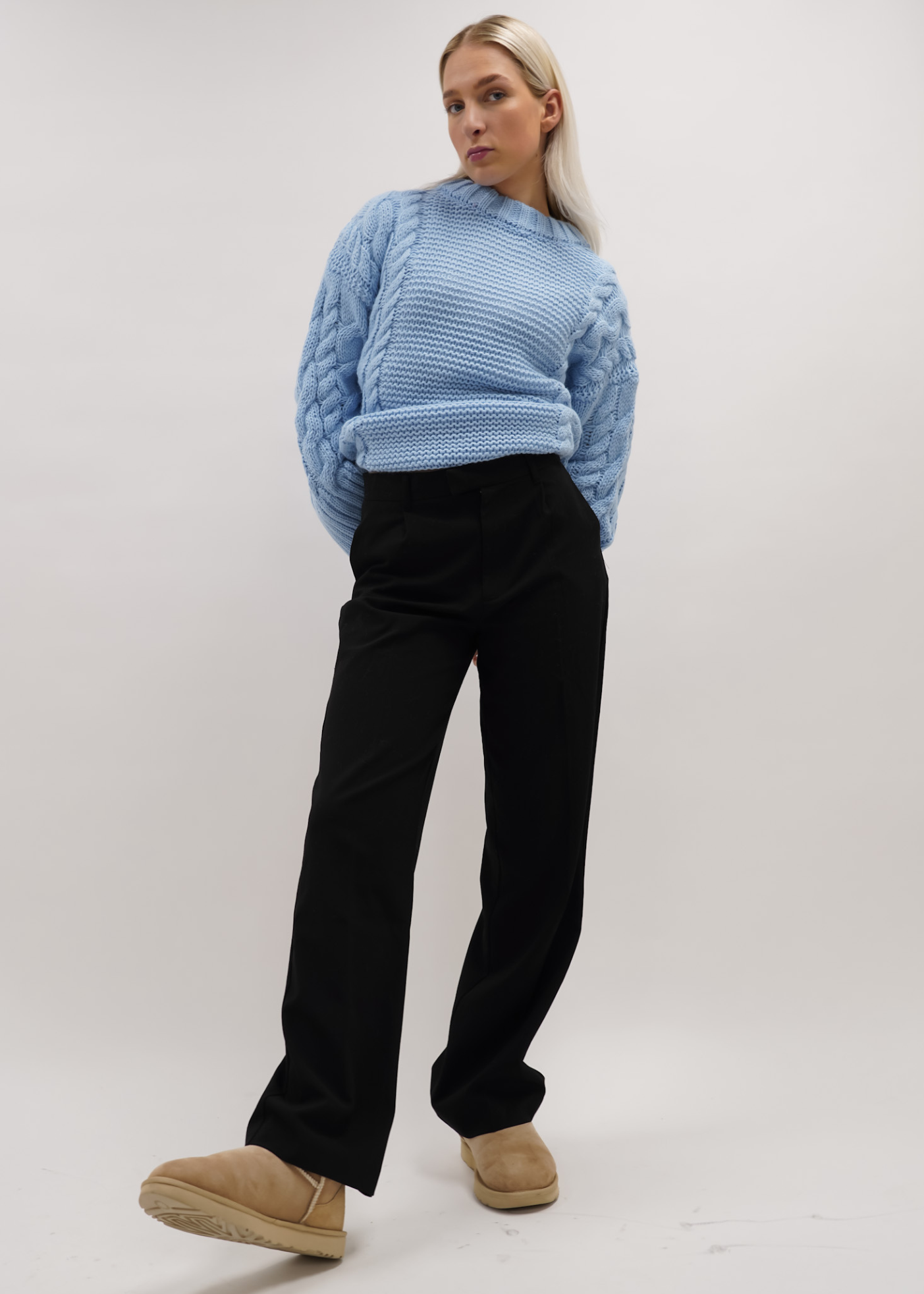 Cable knit baby blue