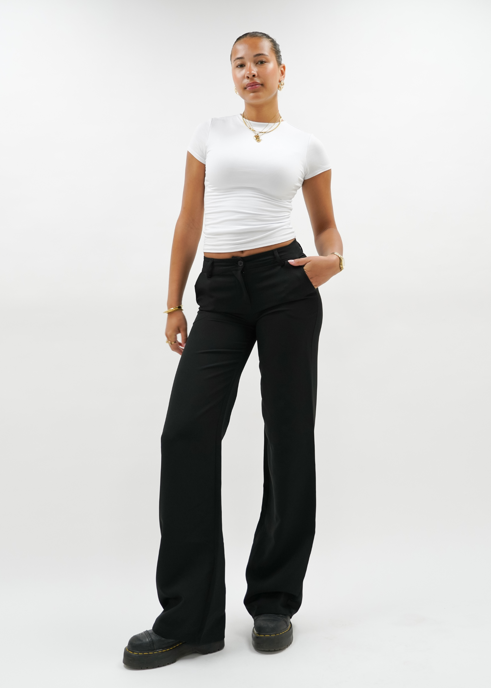 Low/mid waist pants casual black (tall)