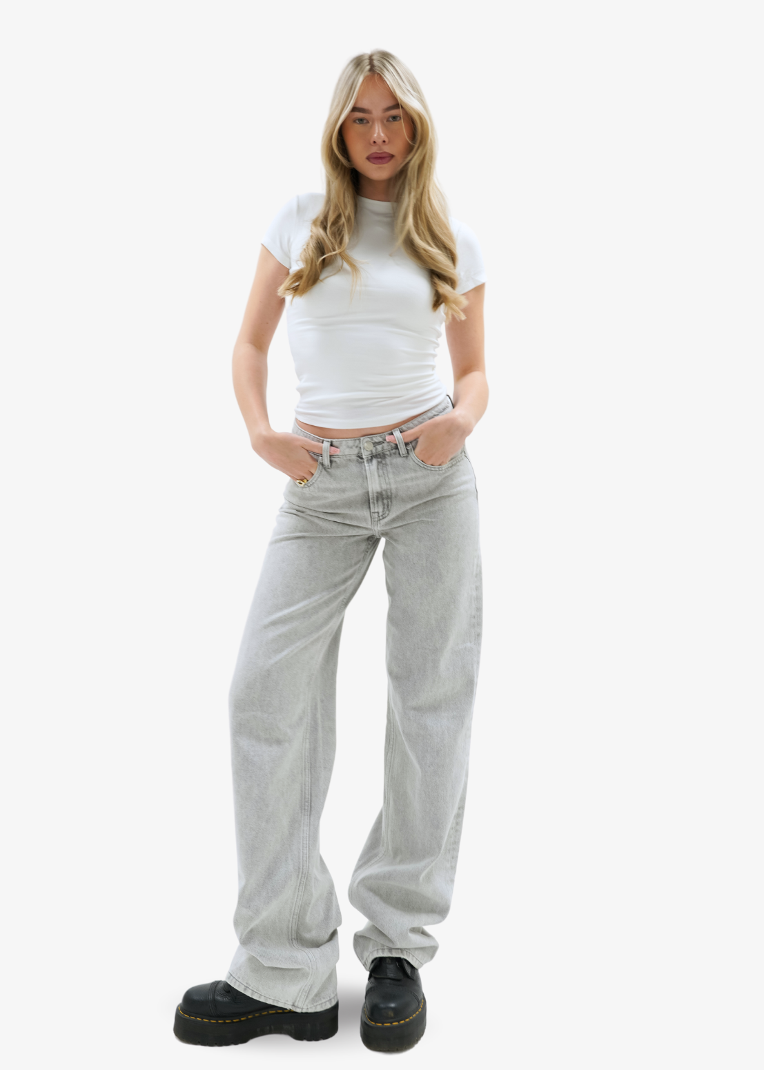 Low waist jeans light washed grey (tall)