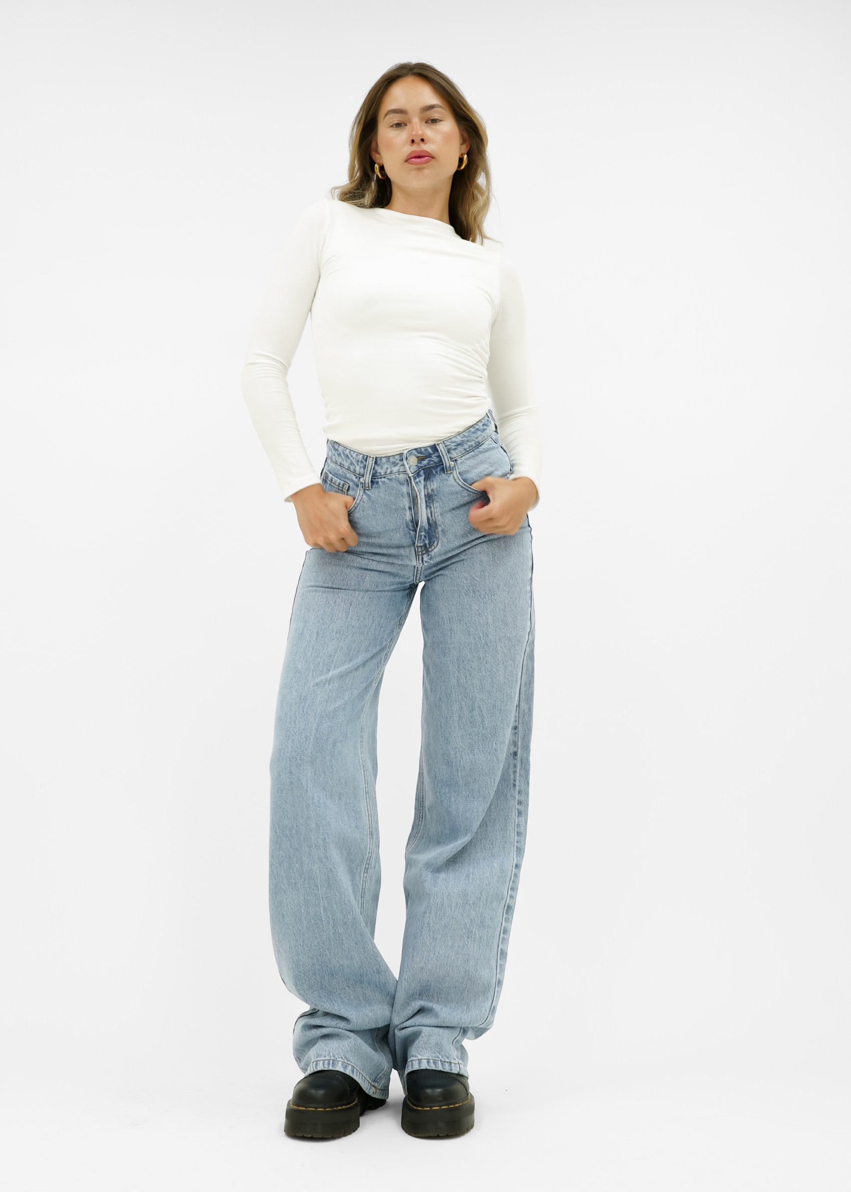 High waist super wide leg jeans classic blue (tall)