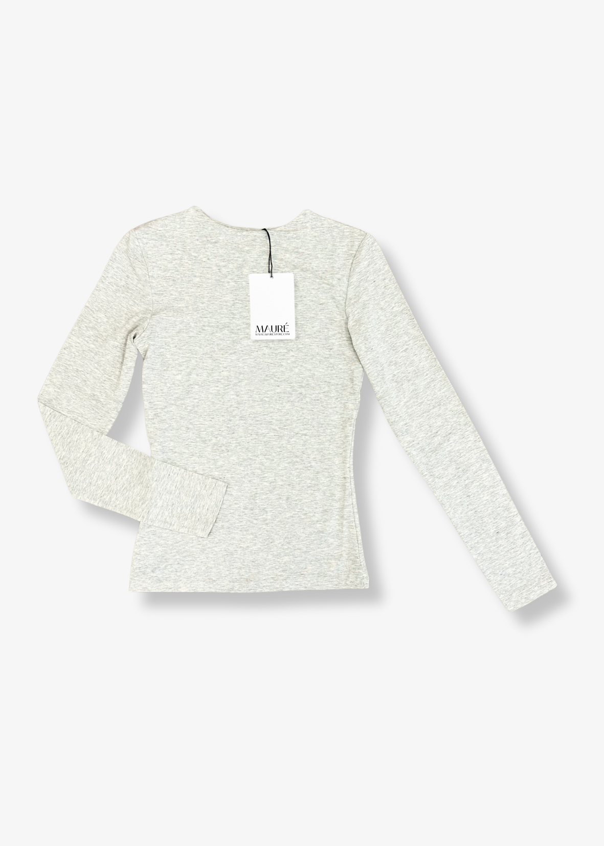 Long sleeve top long crème/grey melange