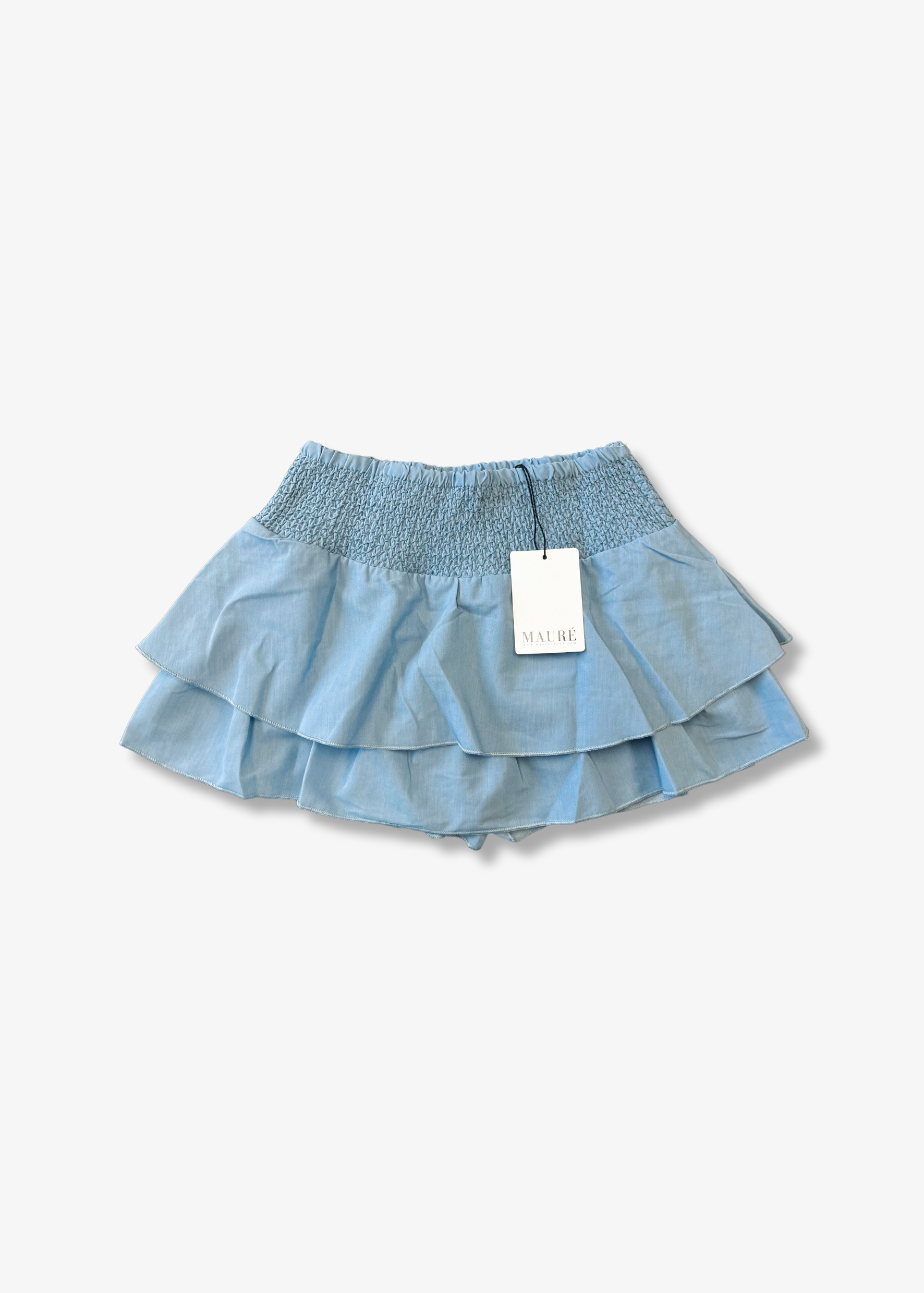 Jupe smockée bleu clair