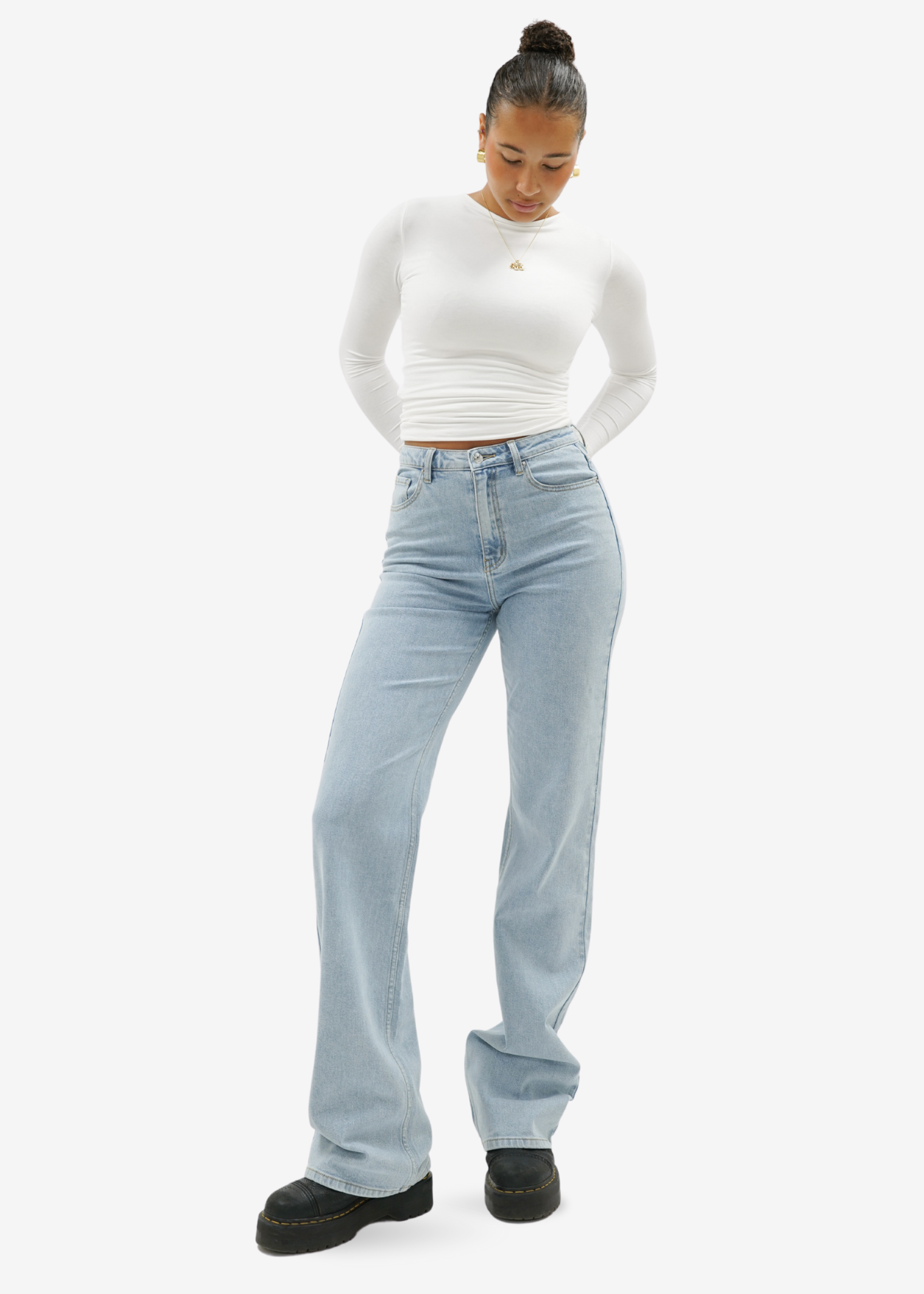 High waist wide leg jeans light blue (tall)