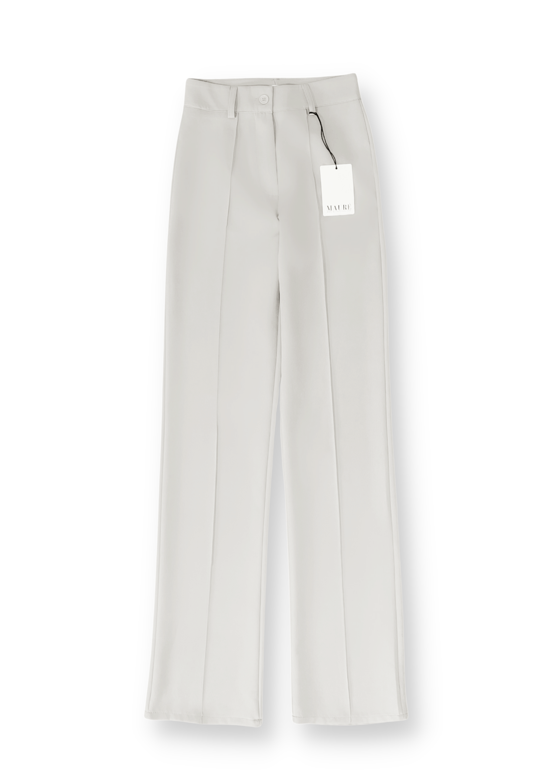 Straight leg pants met pressfold creamy grey (REGULAR)