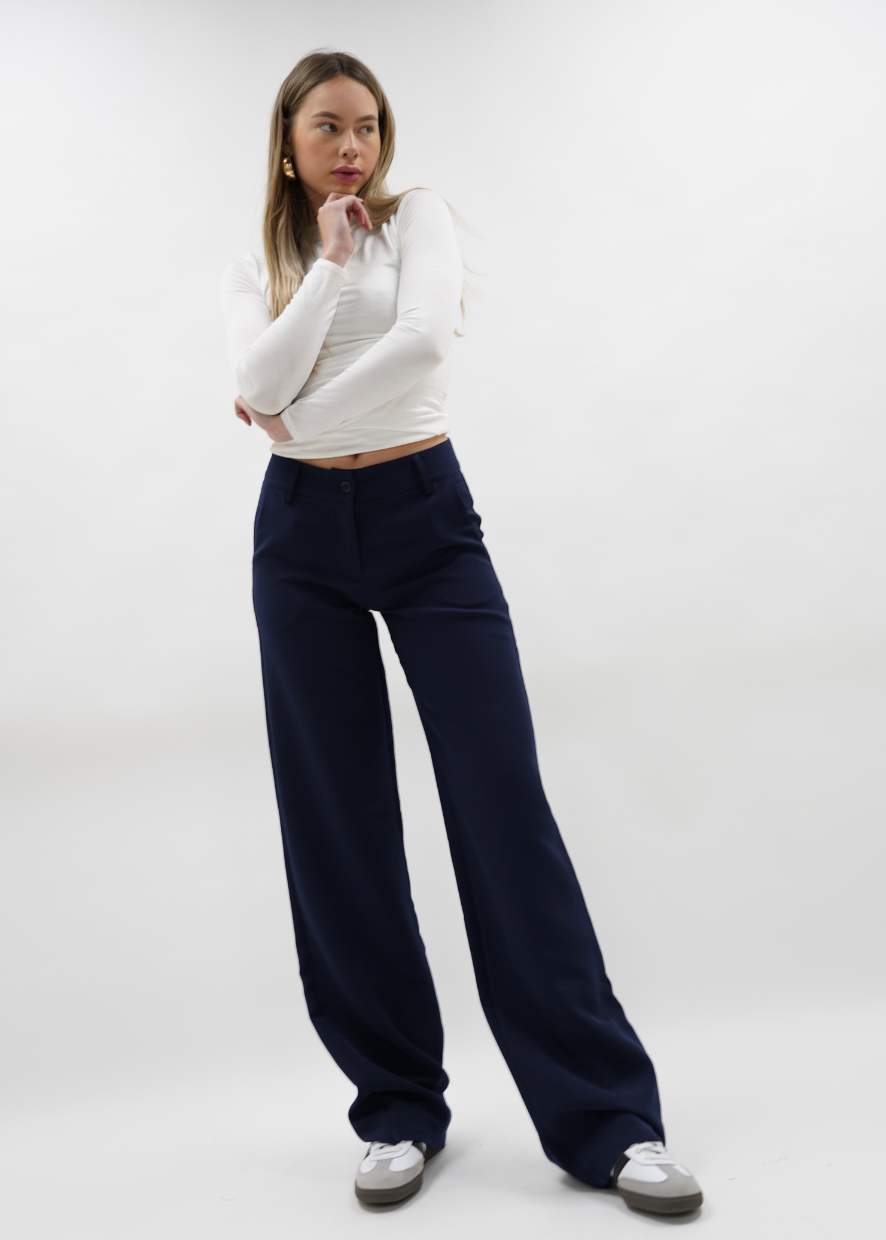 Low/mid waist straight leg pants casual night blue (REGULAR)