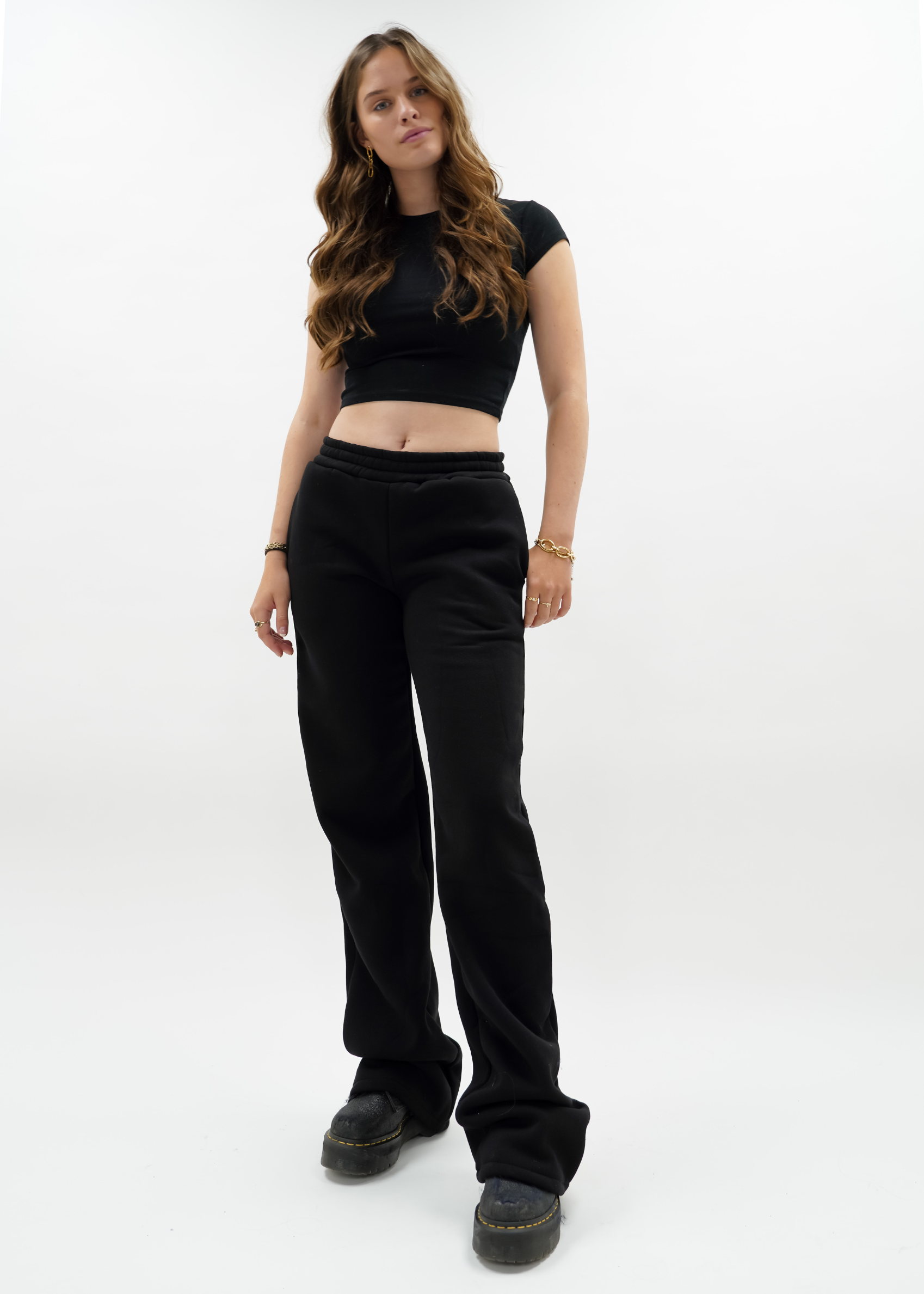 Jogger hose mit niedriger/mittlerer Taille schwarz (REGULAR)