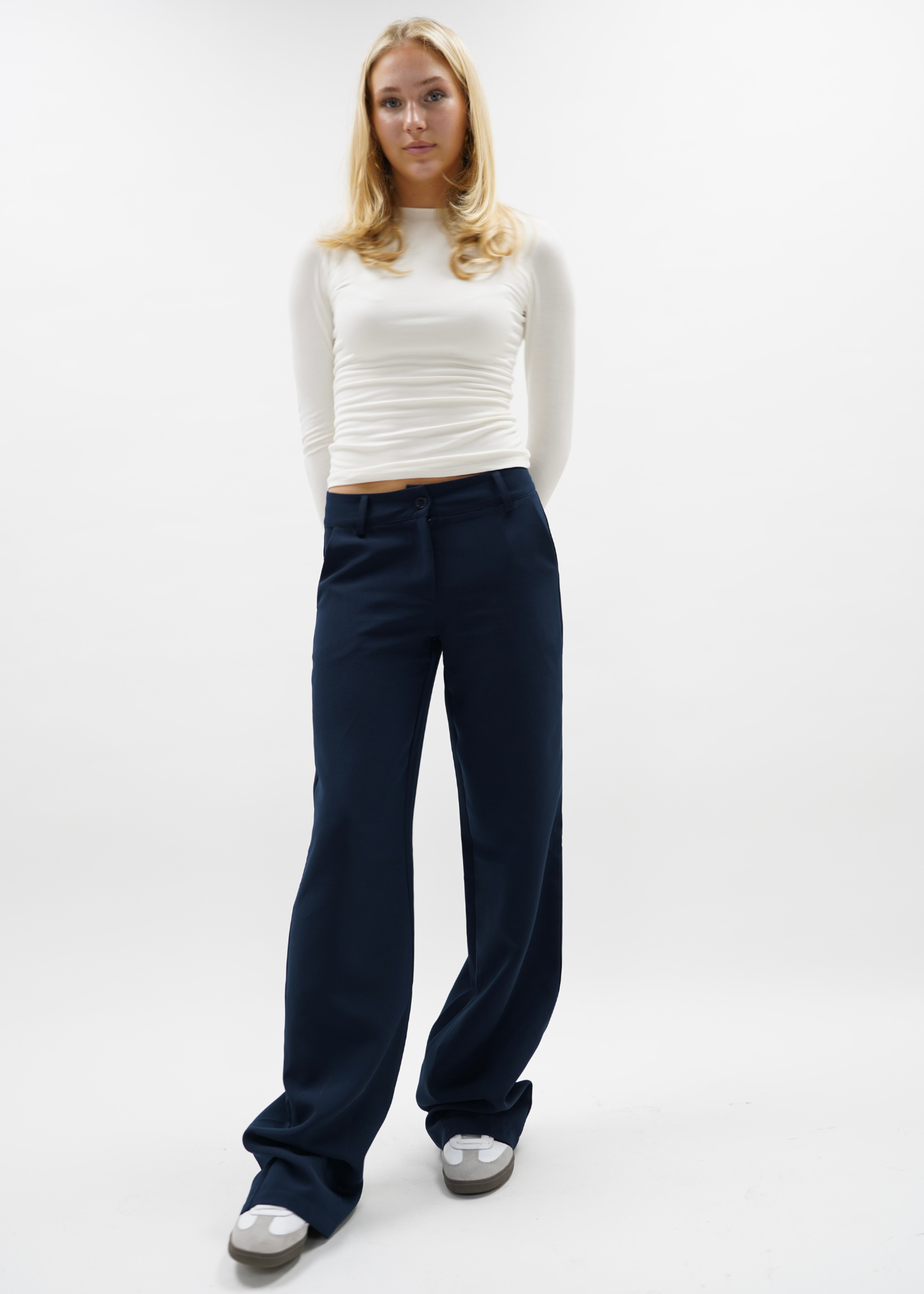 Low/mid waist straight leg pants casual night blue (REGULAR)