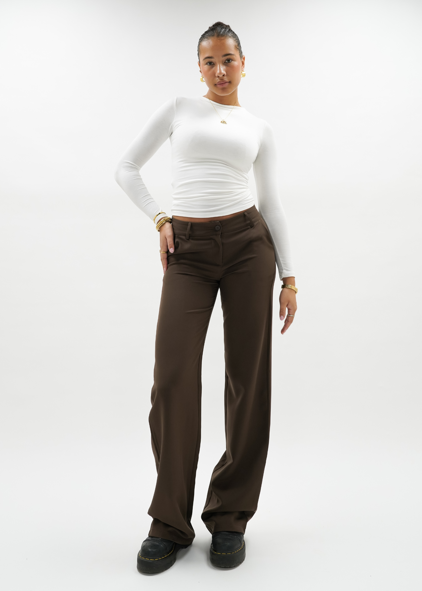 Low/mid waist pants casual chocolate brown (tall)