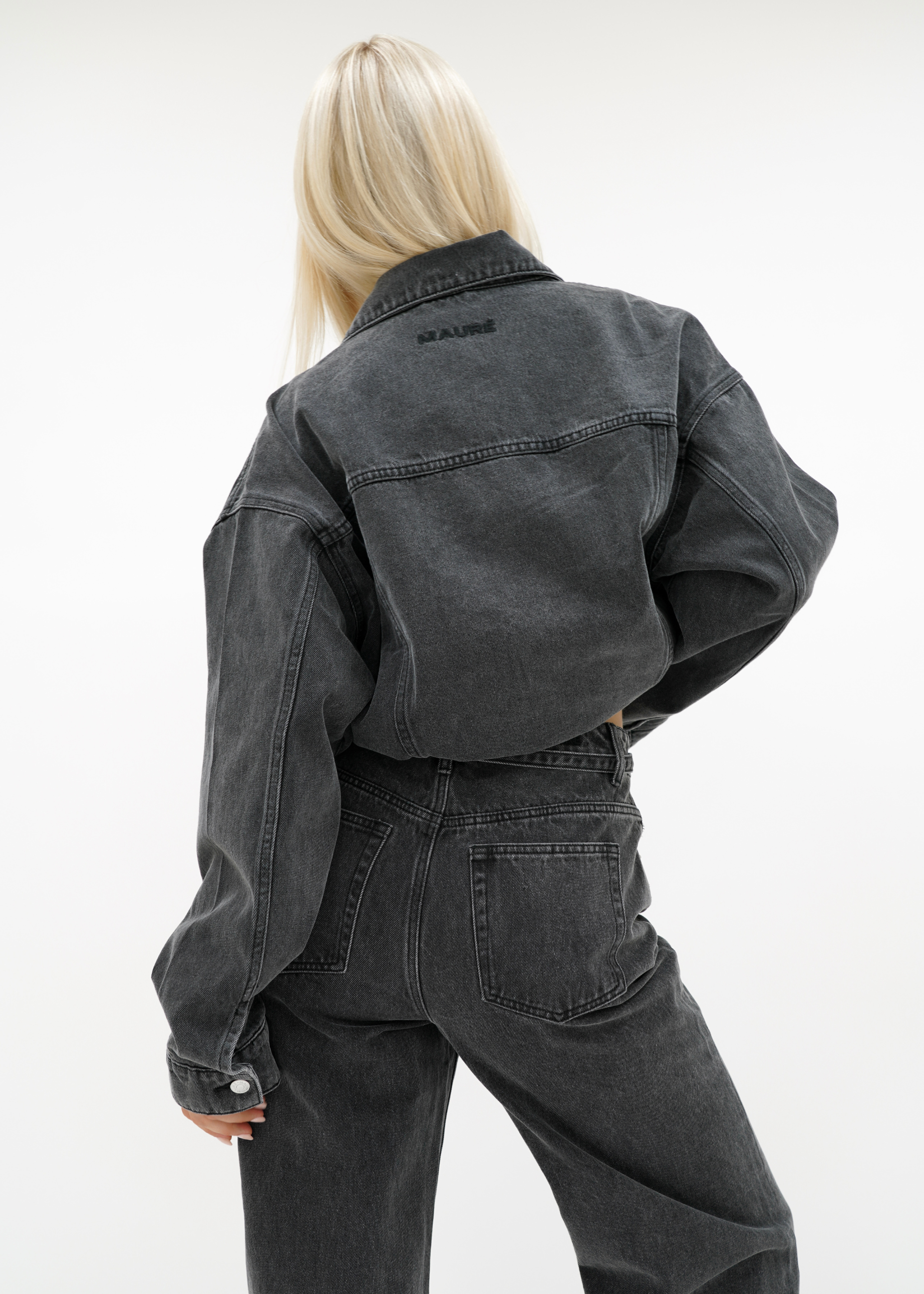 Oversized denim jacket dark washed grey (tall)