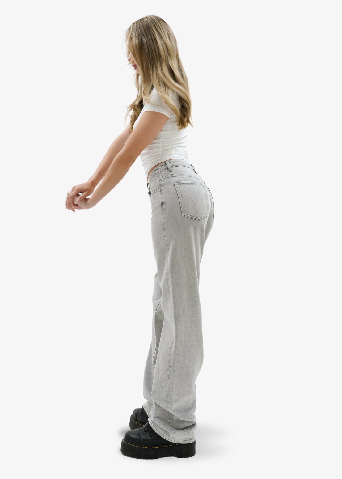 Low waist jeans light washed grey (tall)