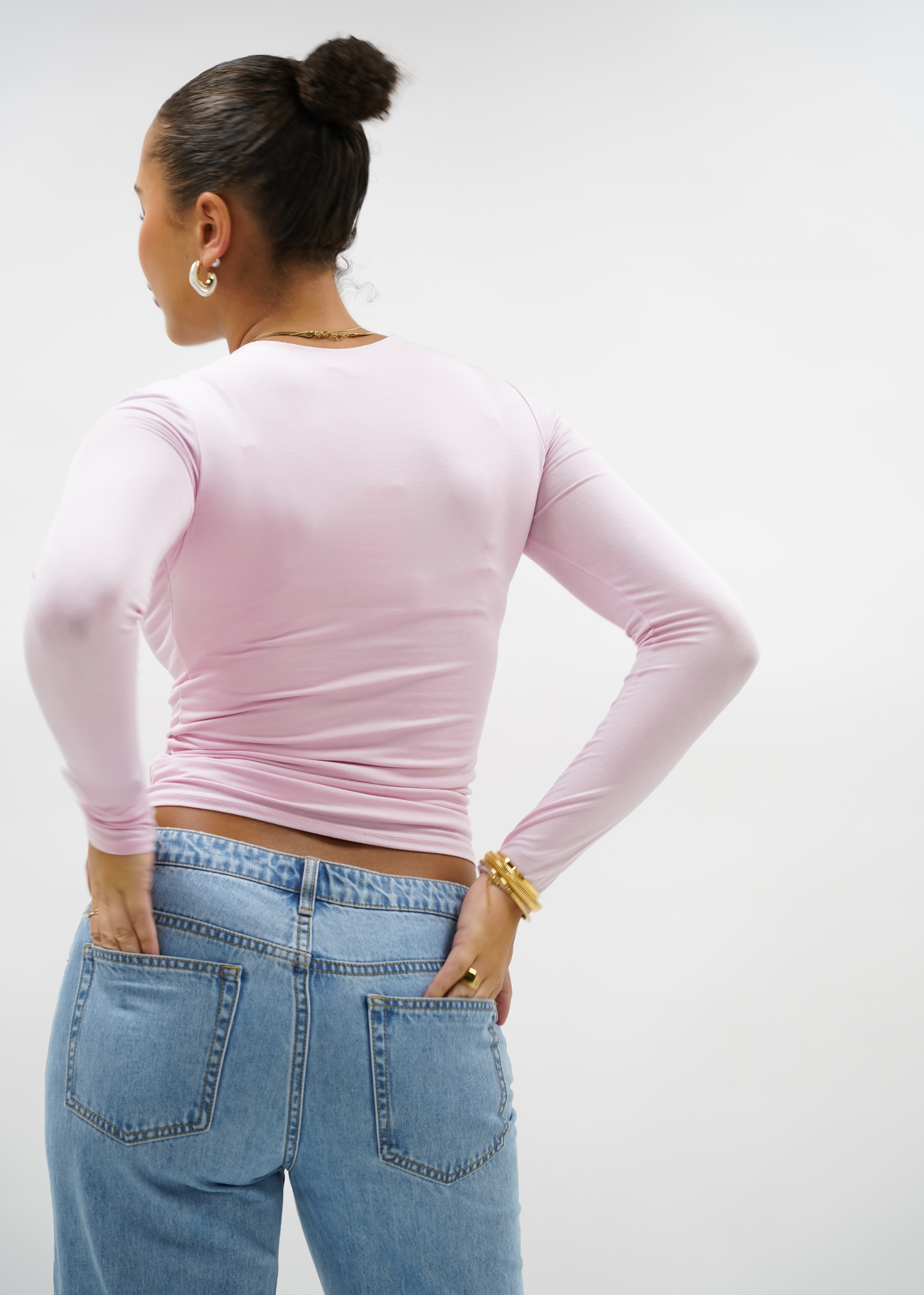 Long sleeve top long light pink (tall)