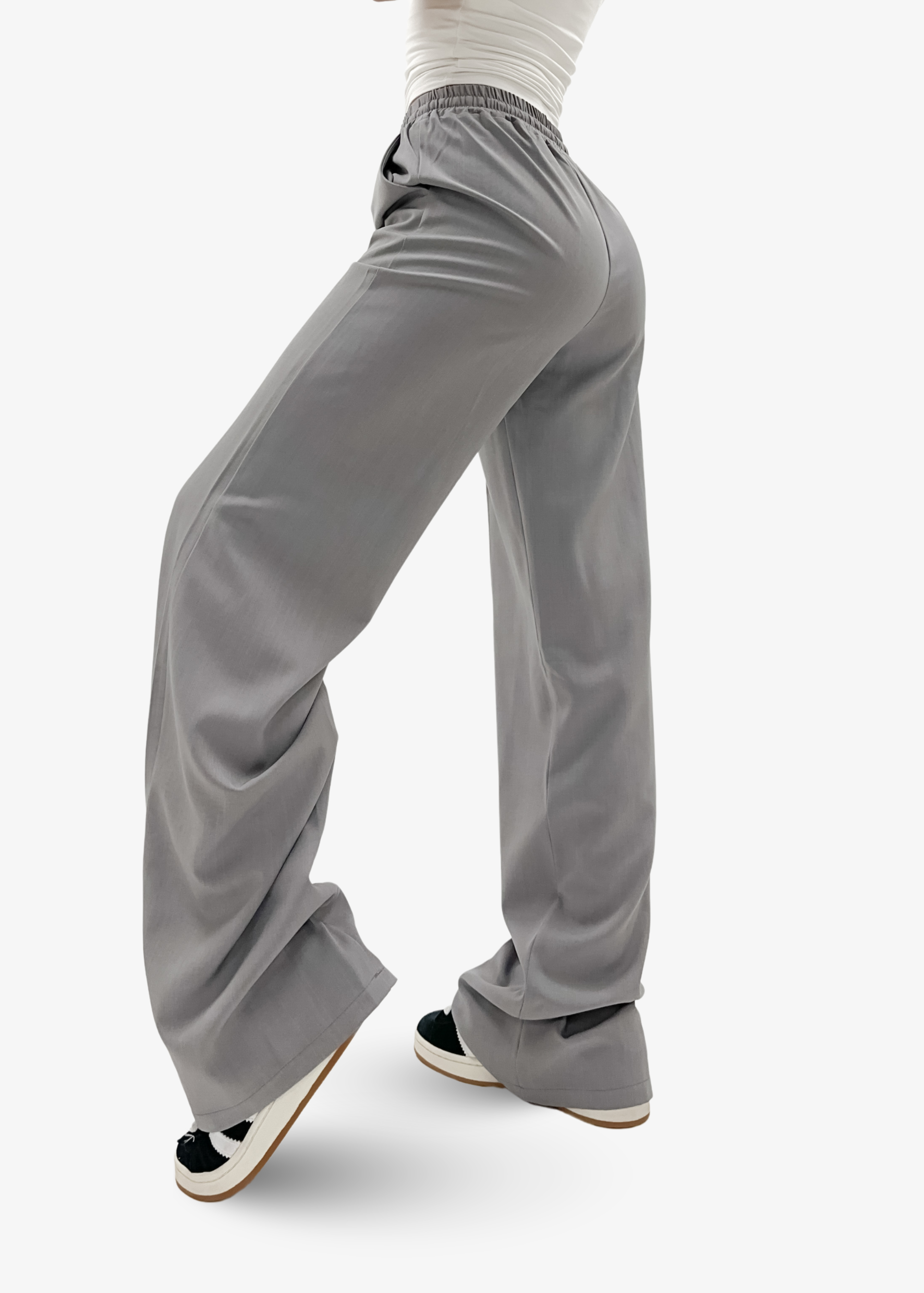 Flowy pants met pressfold (tall) grey