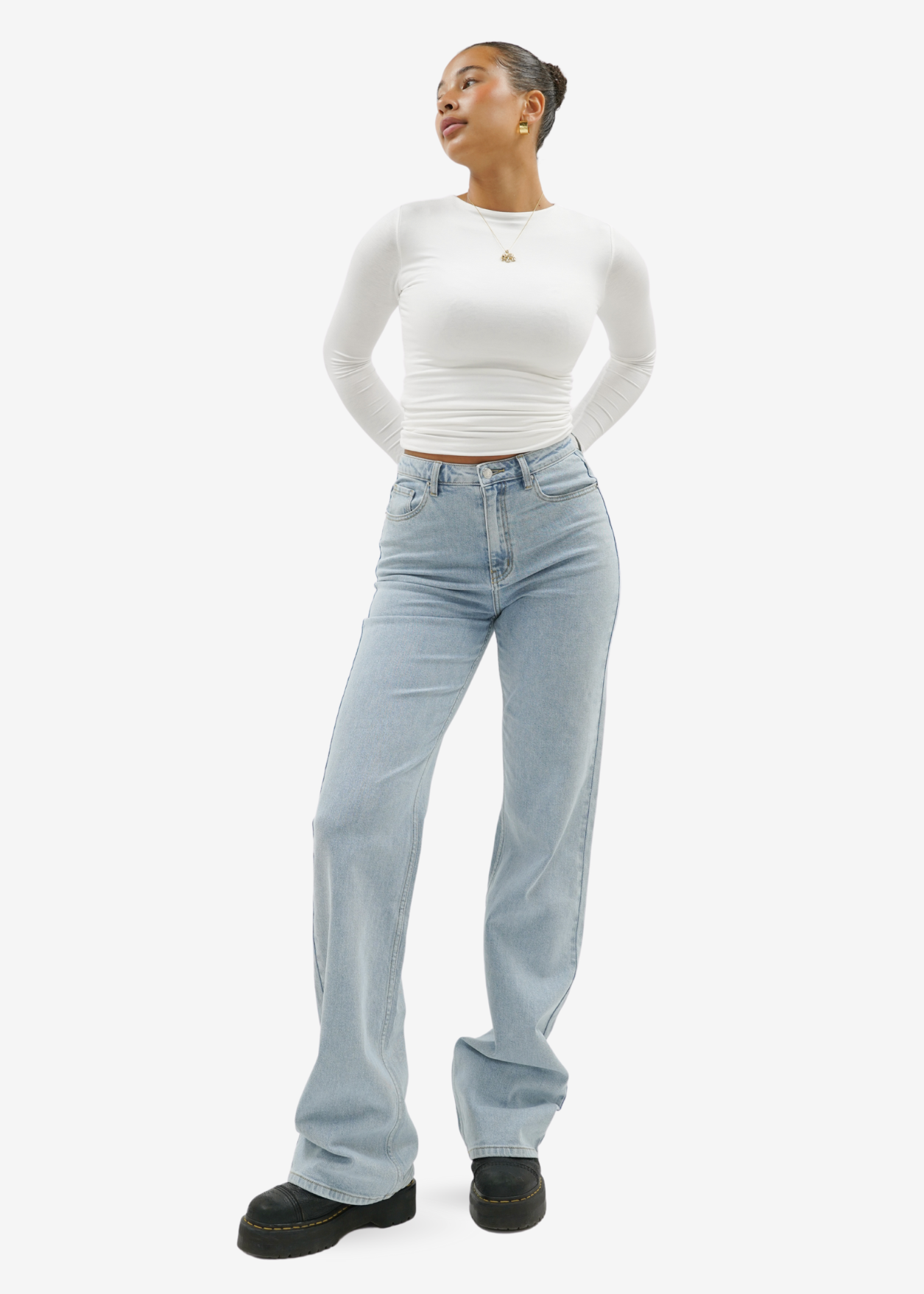 High waist wide leg jeans light blue (tall)