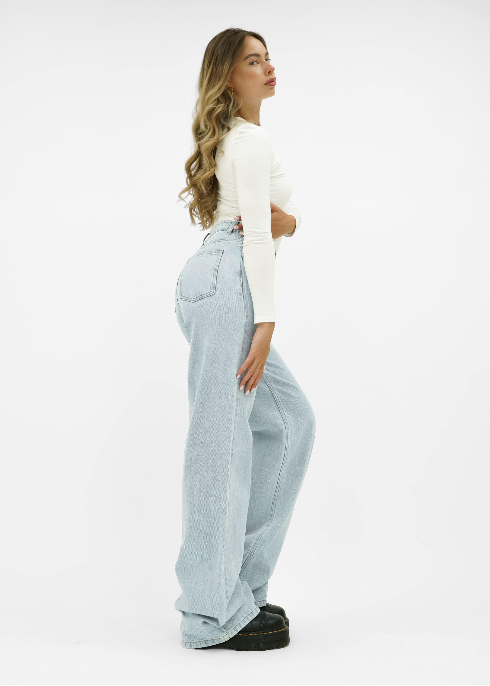 High waist super wide leg jeans light blue (tall)