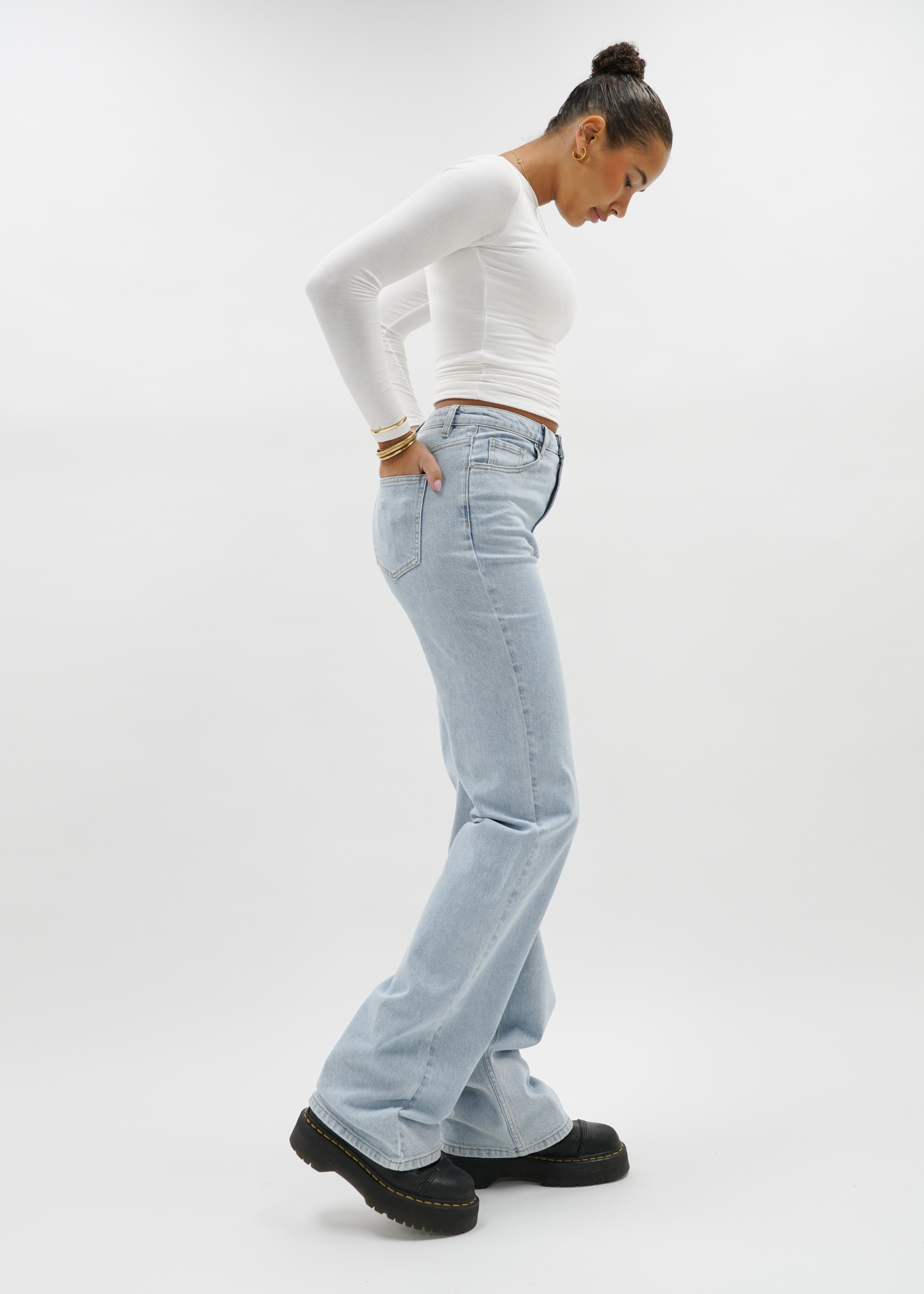 High waist wide leg jeans light blue (tall)