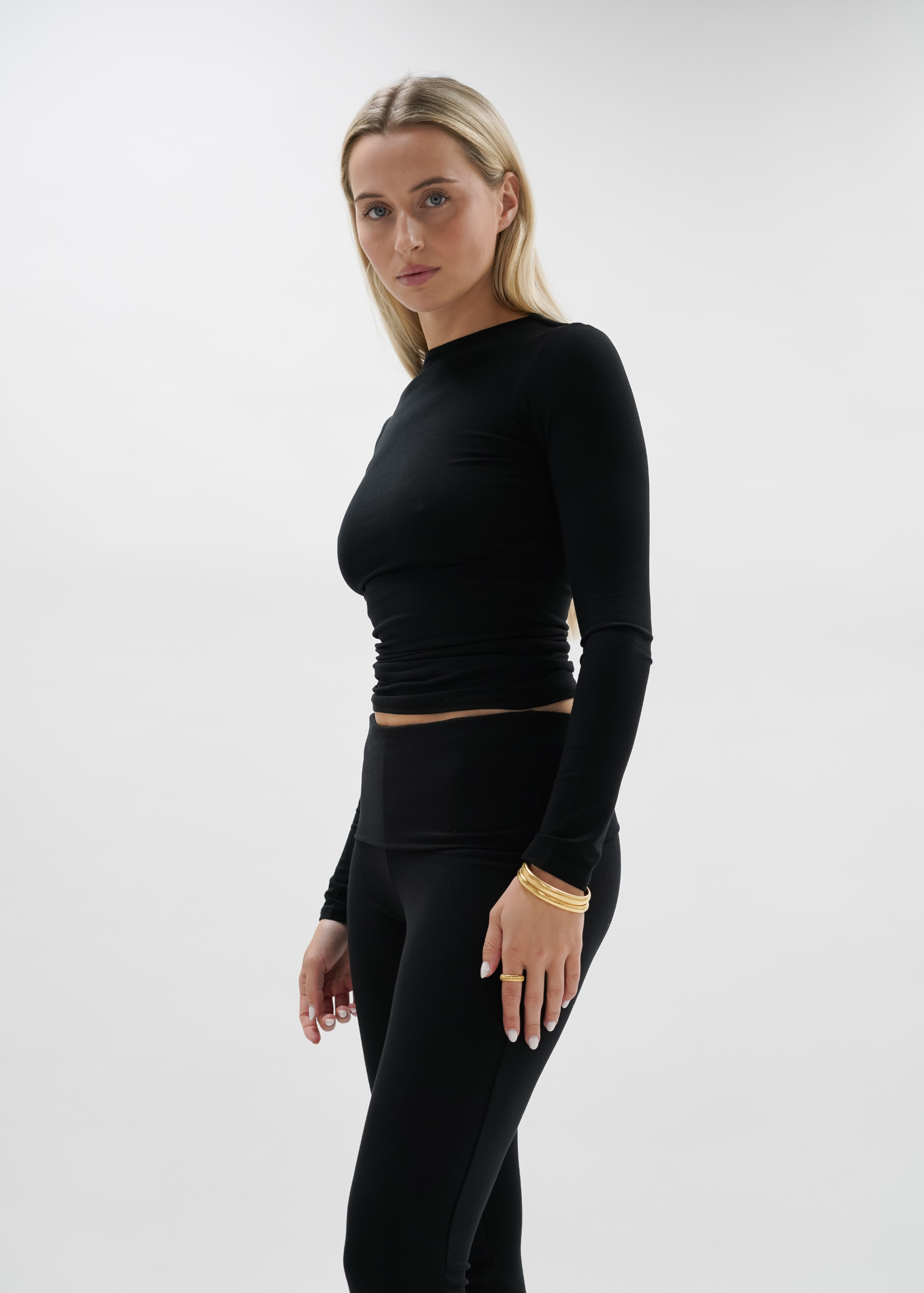 Fold-over flared pants black (tall)