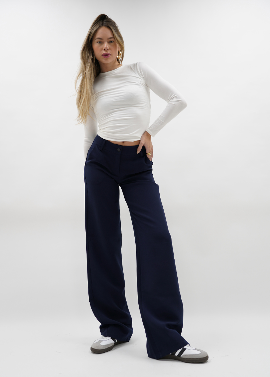 Low/mid waist straight leg pants casual night blue (REGULAR)