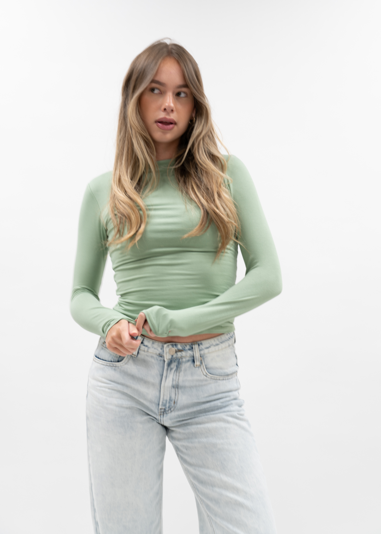 Long sleeve top light pistachio