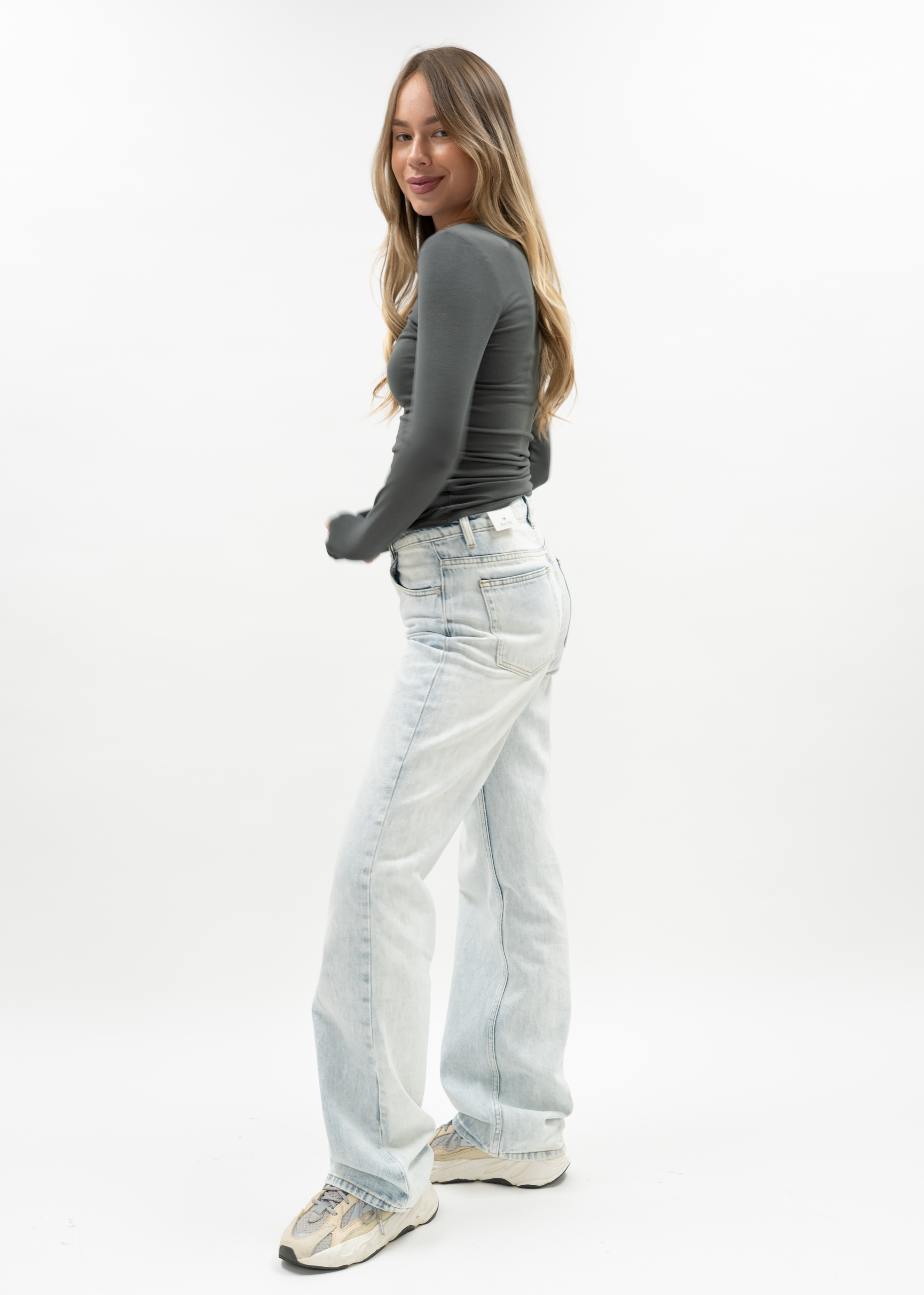 Long sleeve top long charcoal
