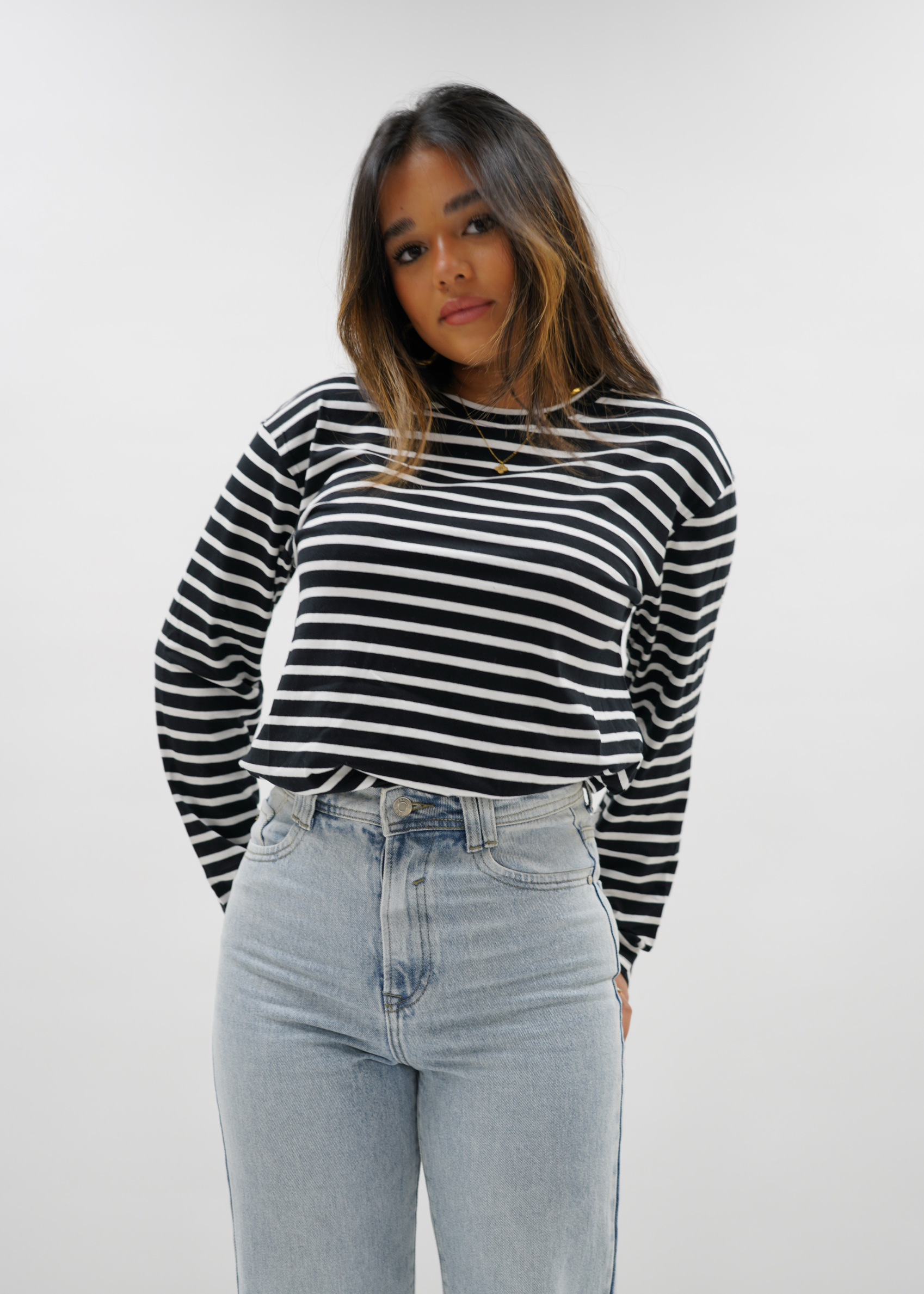 Long sleeve T-shirt black/white