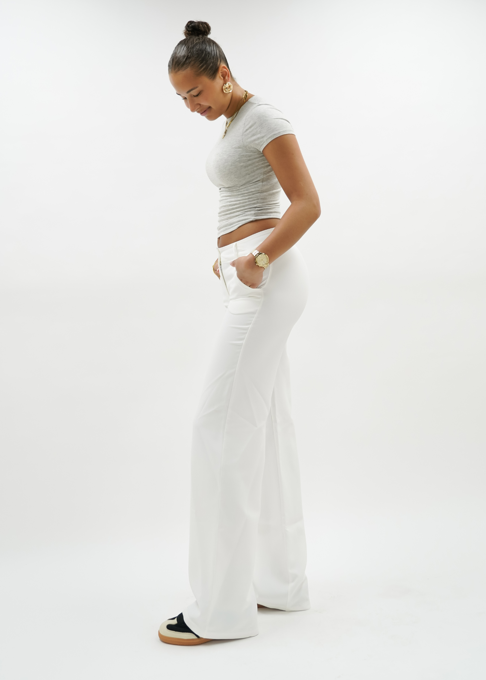 Low/mid waist pants casual white (tall)