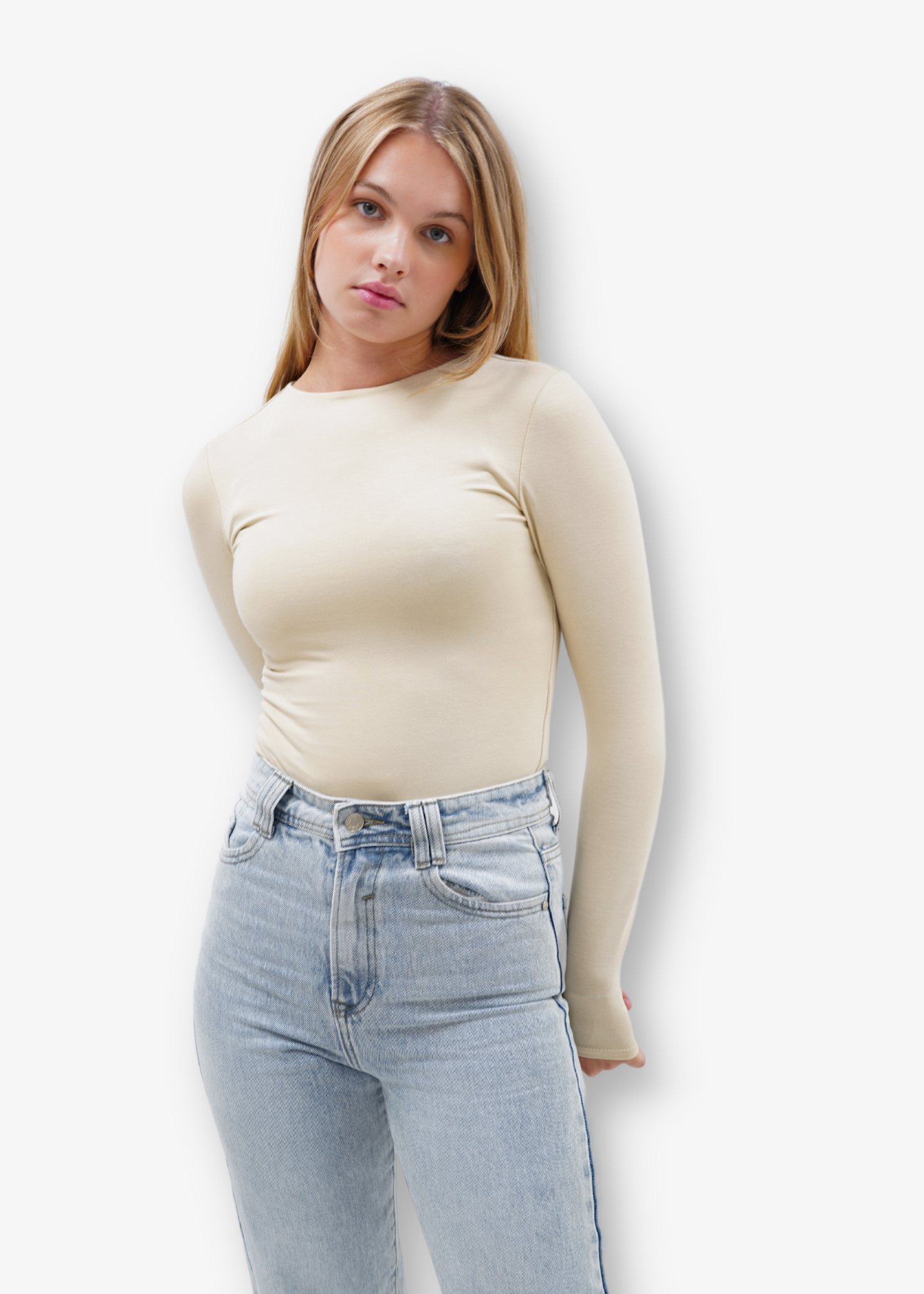 Body à manches longues beige