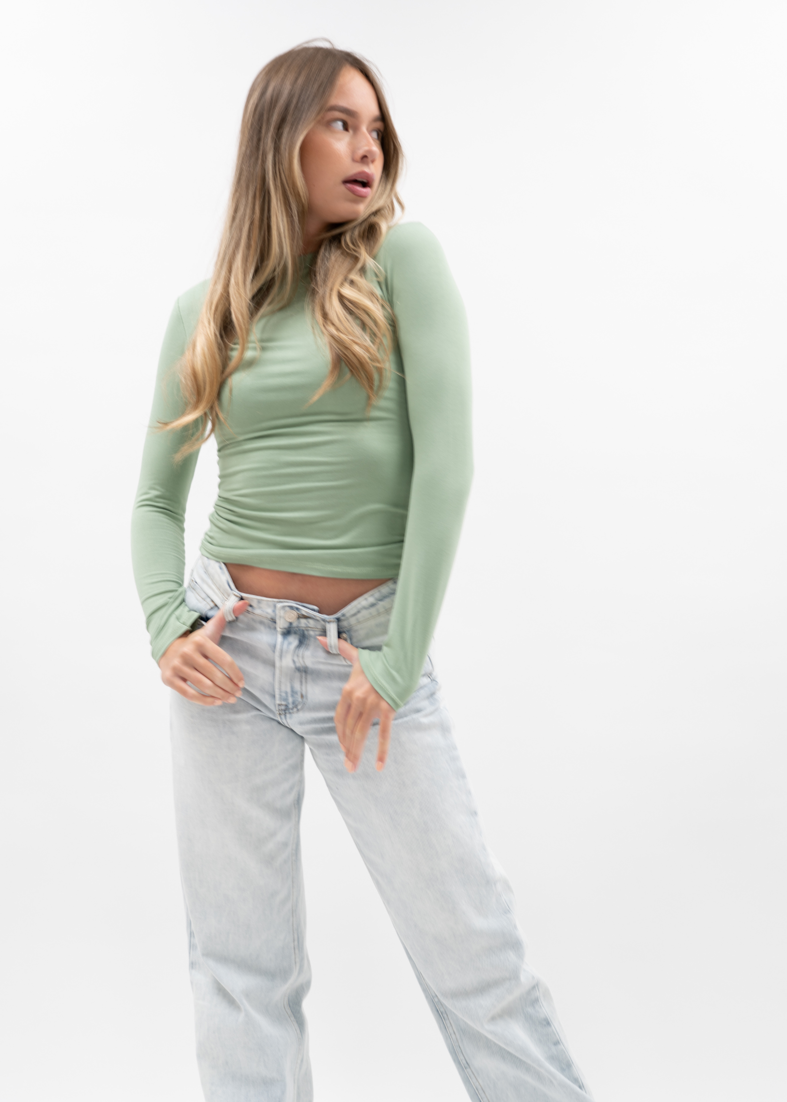 Long sleeve top light pistachio