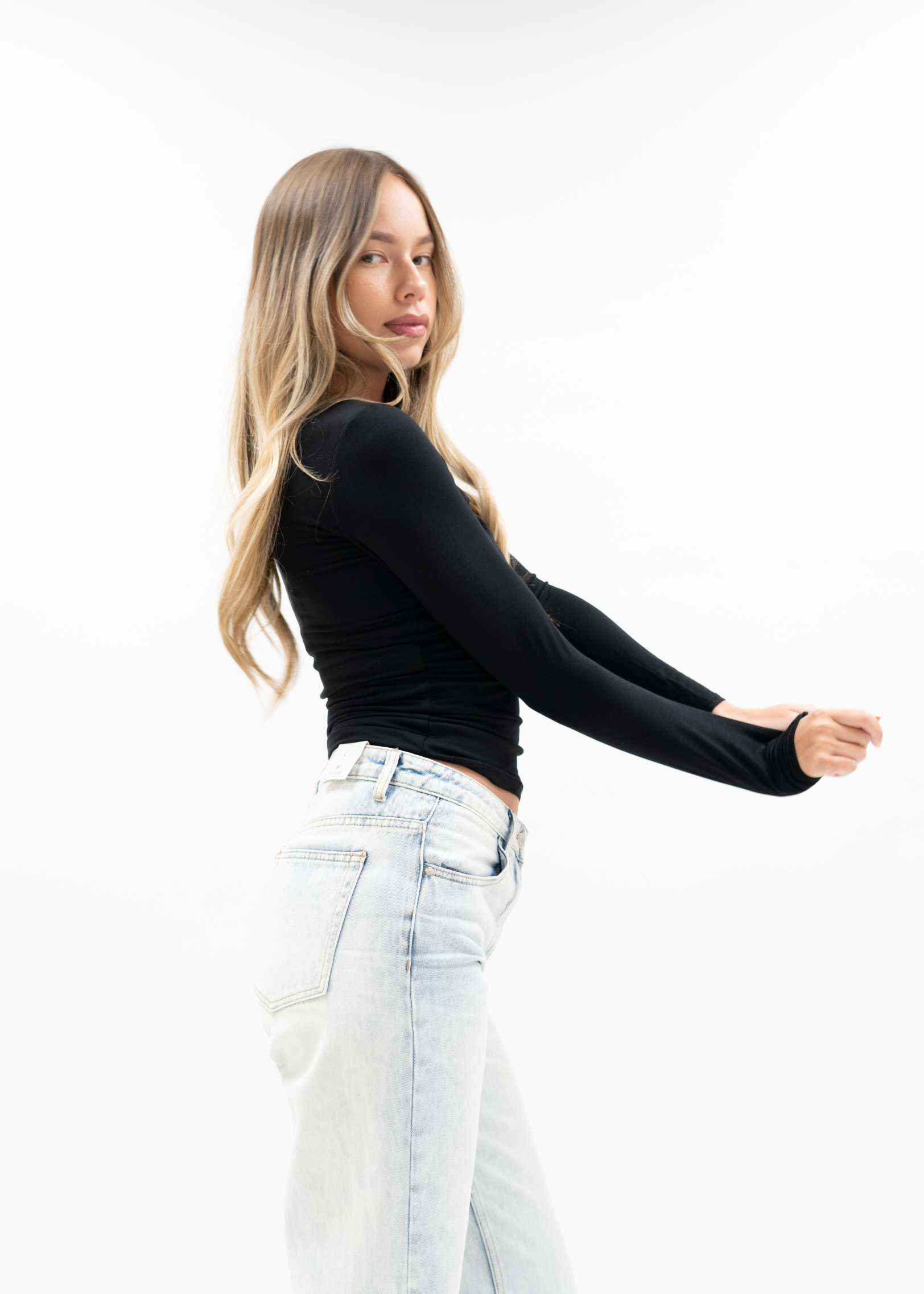 Long sleeve top long black (tall)