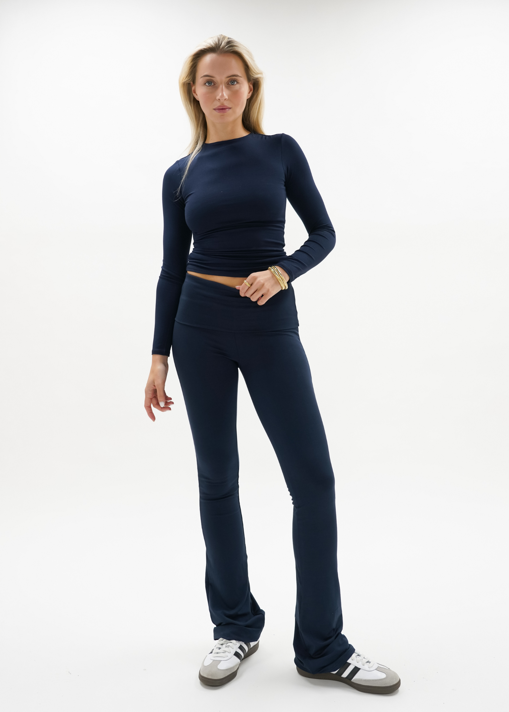 Fold-over flared pants night blue (tall)