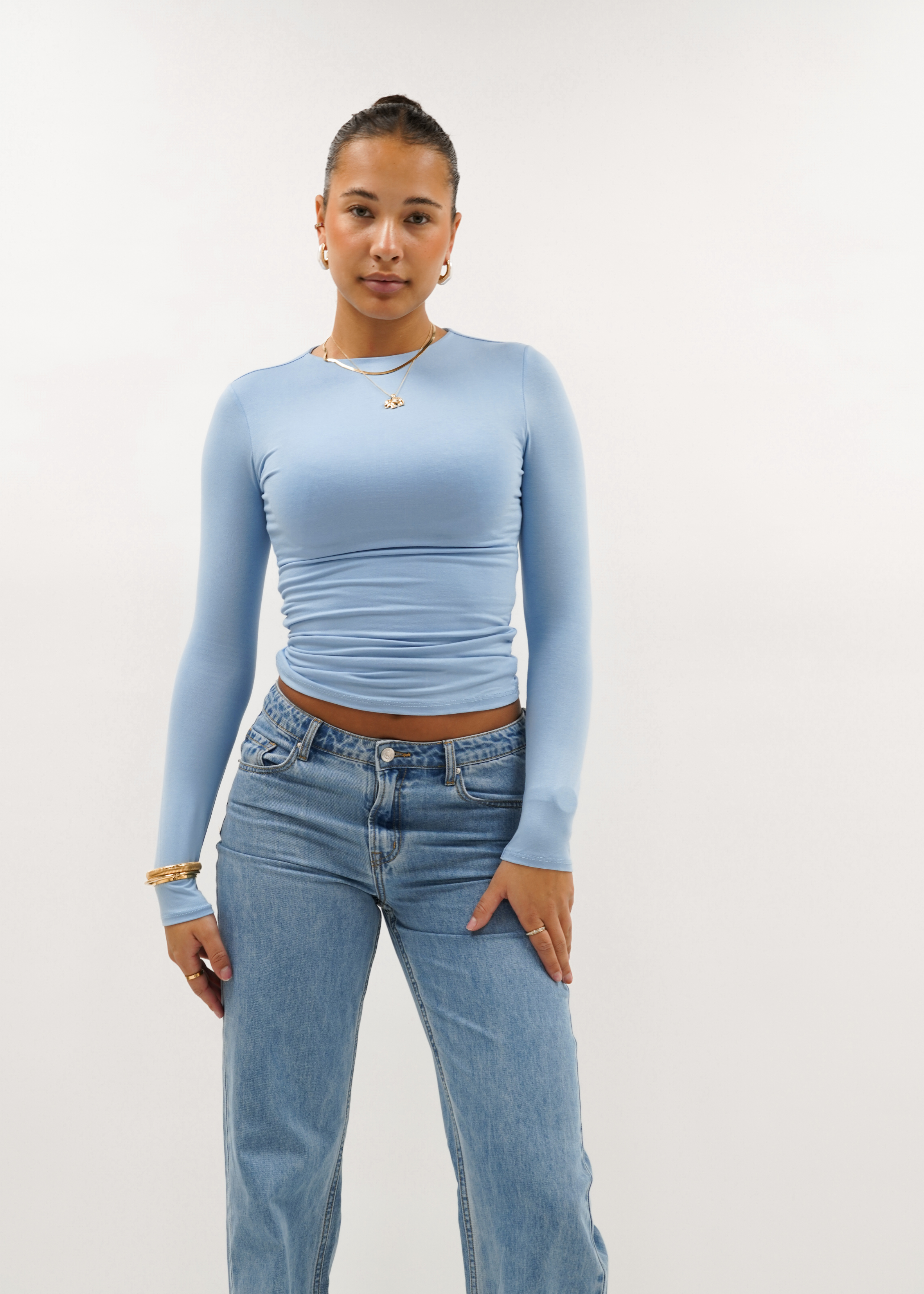 Top manches longues bleu clair