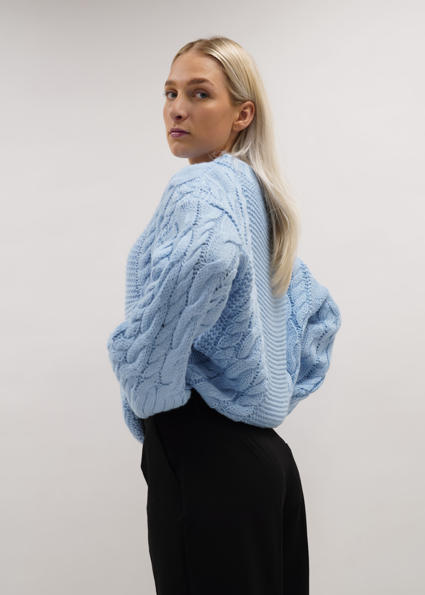 Cable knit baby blue