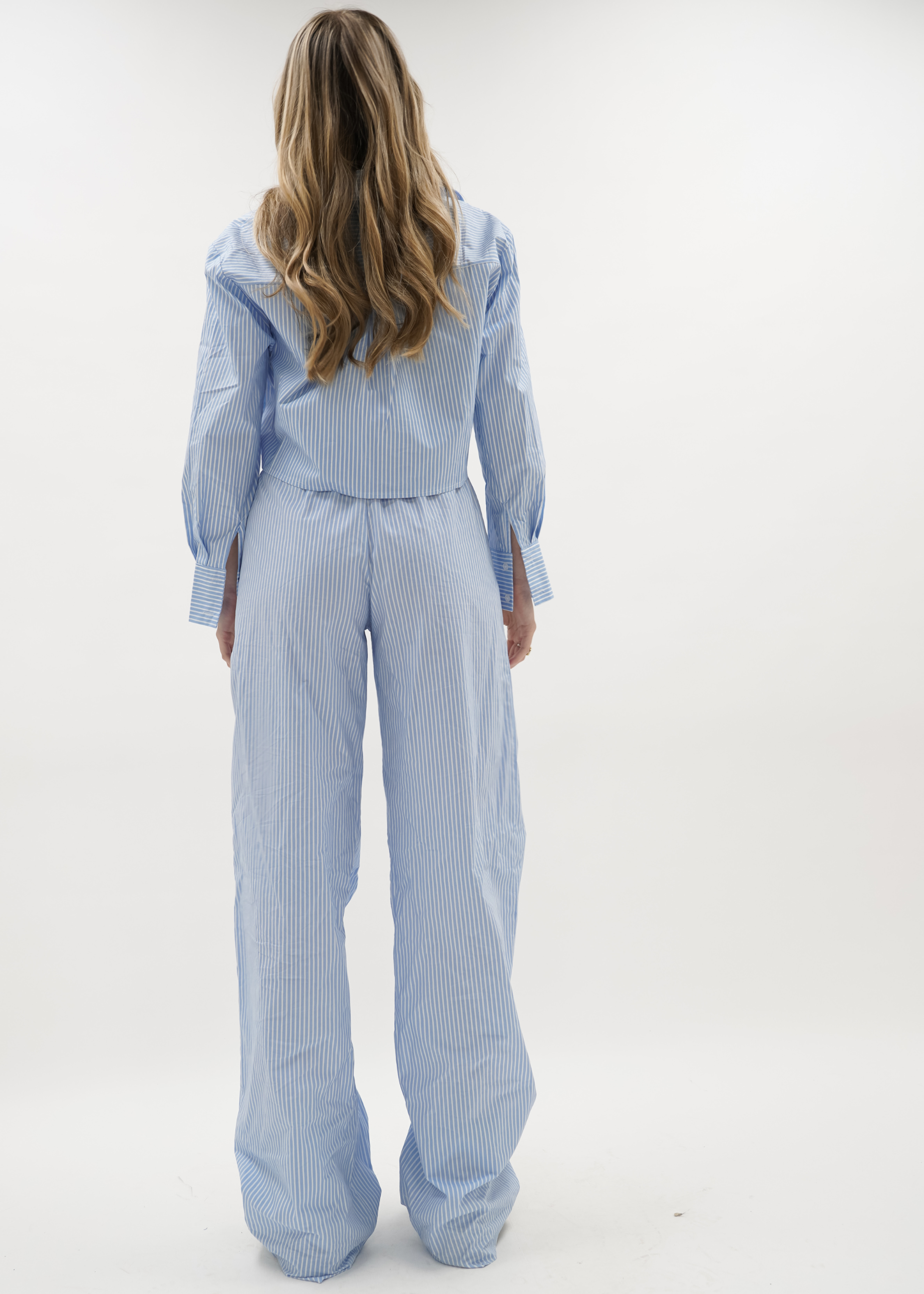 Cotton pants striped (TALL) blue/white