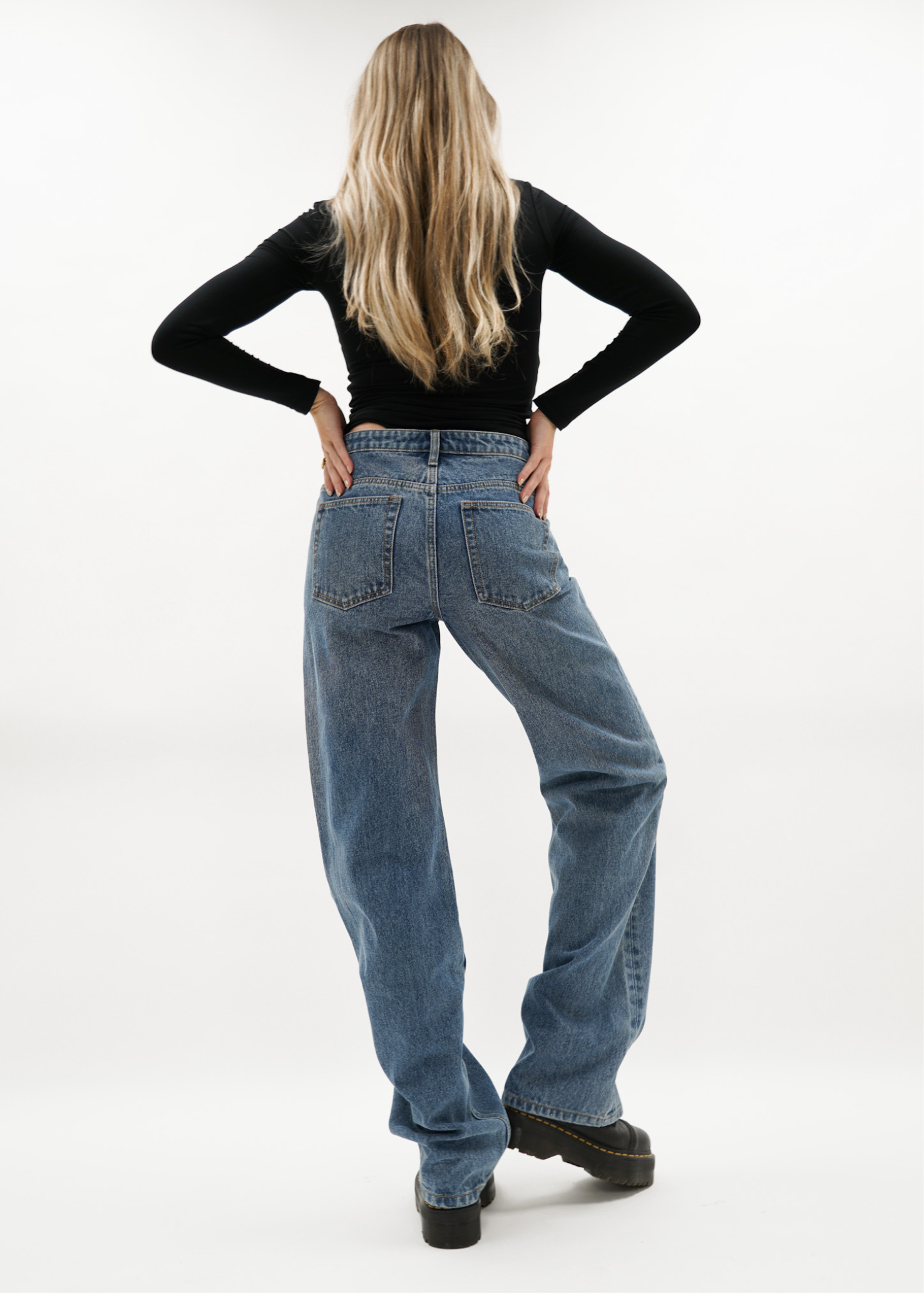 Jeans taille basse bleu foncé (TALL)