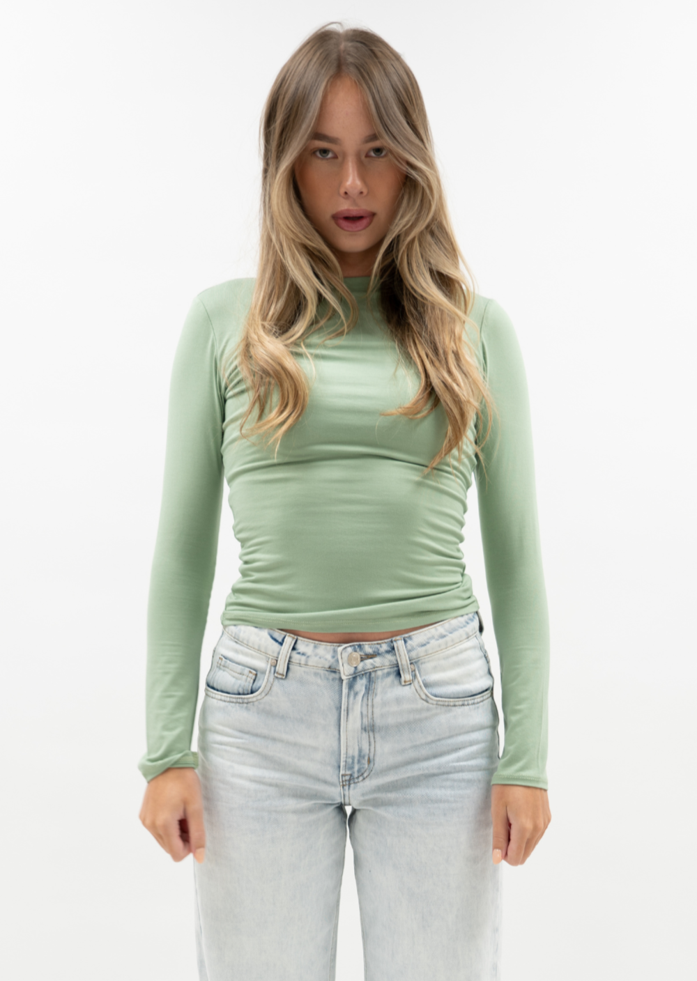 Long sleeve top light pistachio