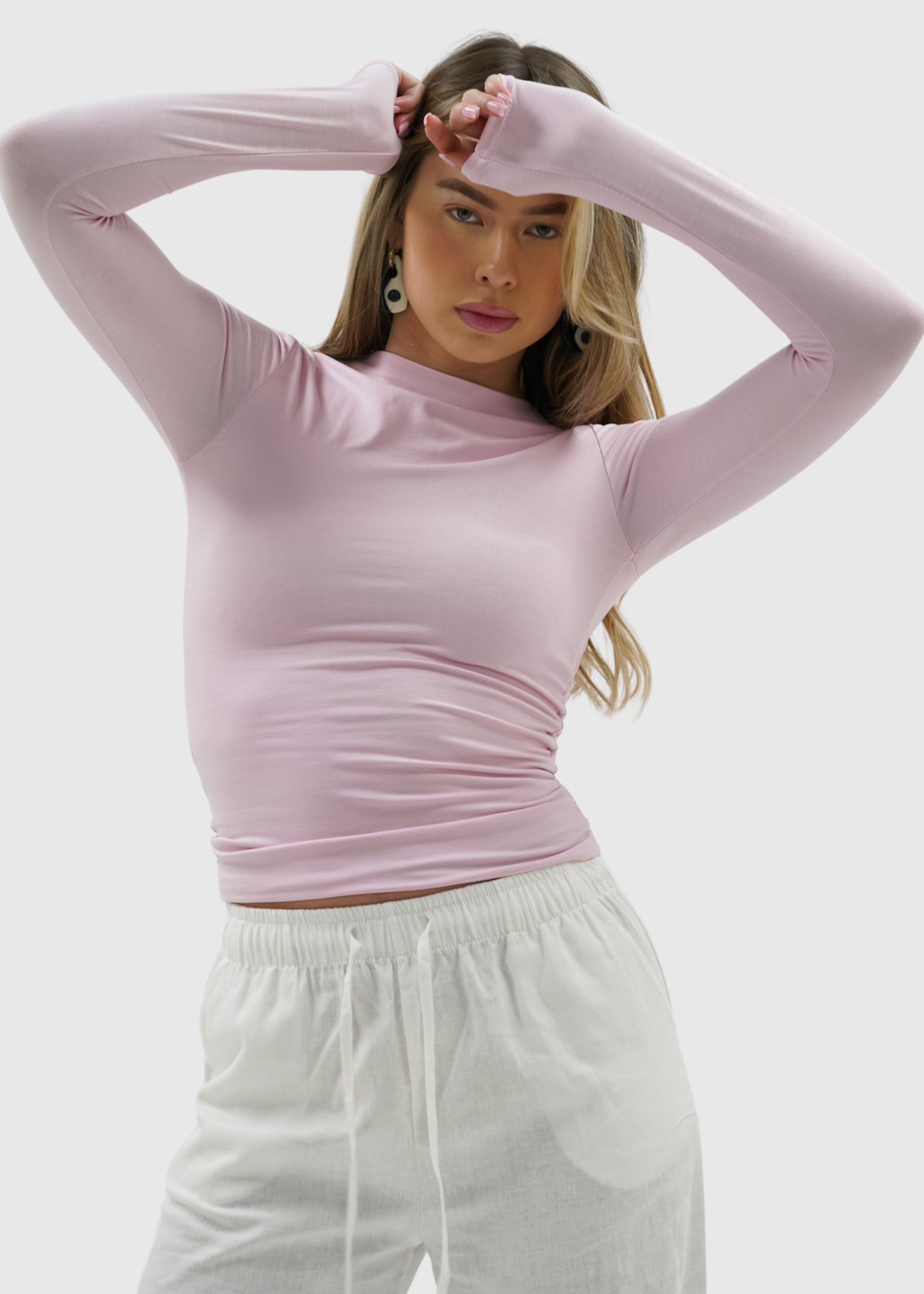 Long sleeve top long light pink (tall)