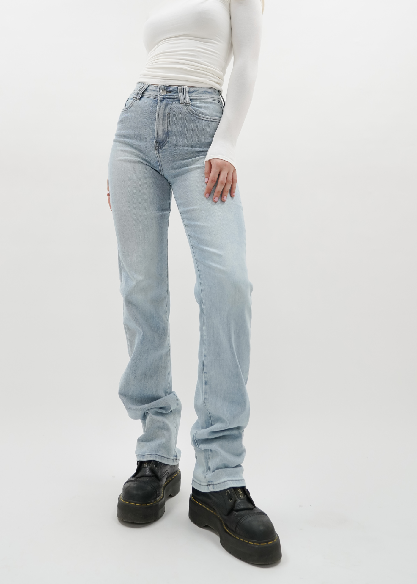 Stretch high waist straight leg jeans light blue (TALL)