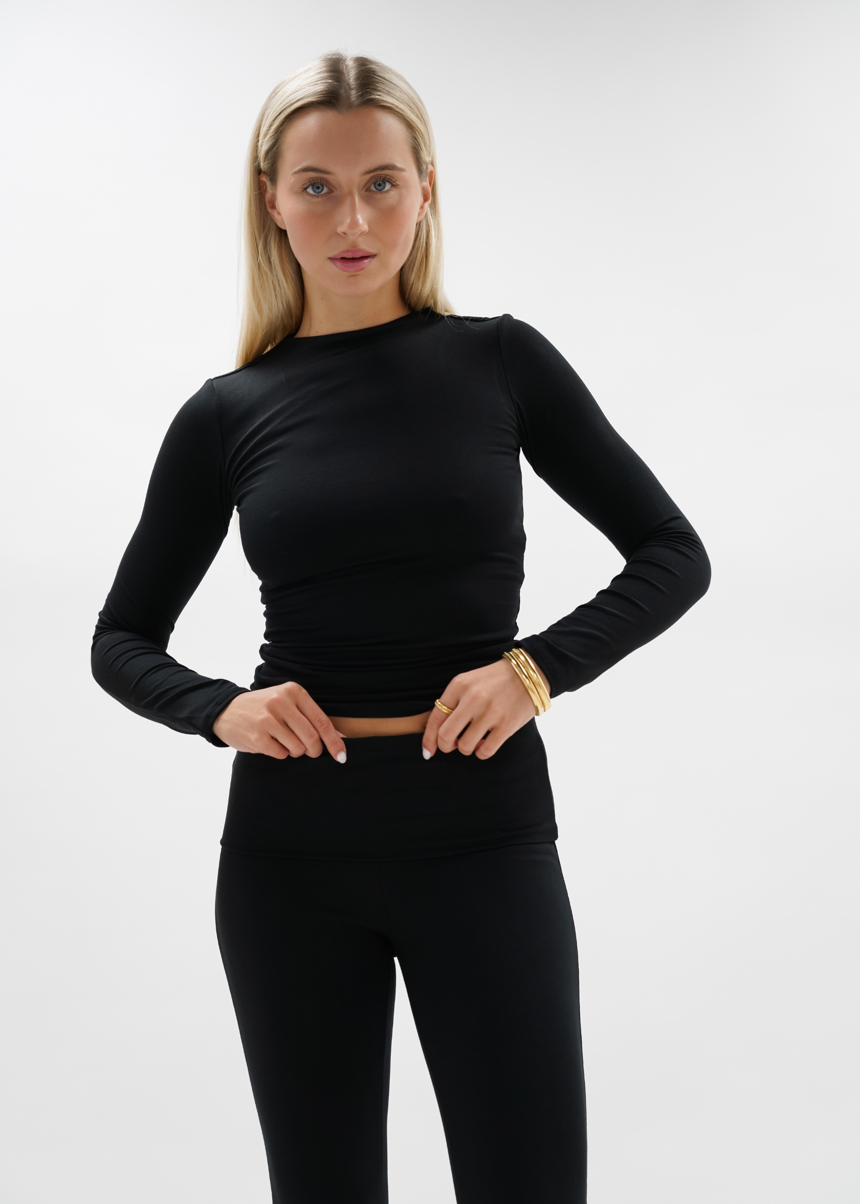 Fold-over flared pants black (tall)