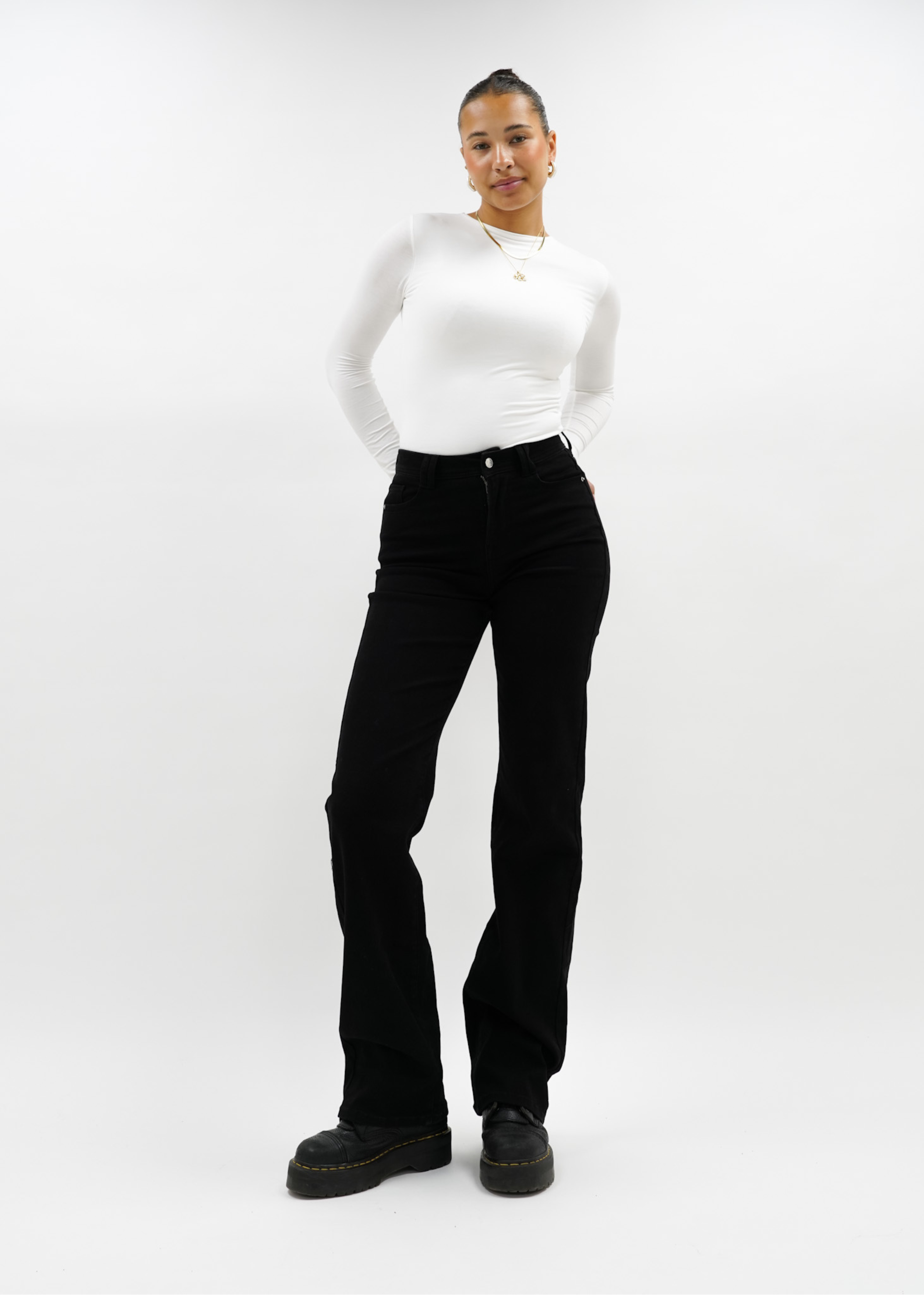 Stretch high waist straight leg jeans black (tall)