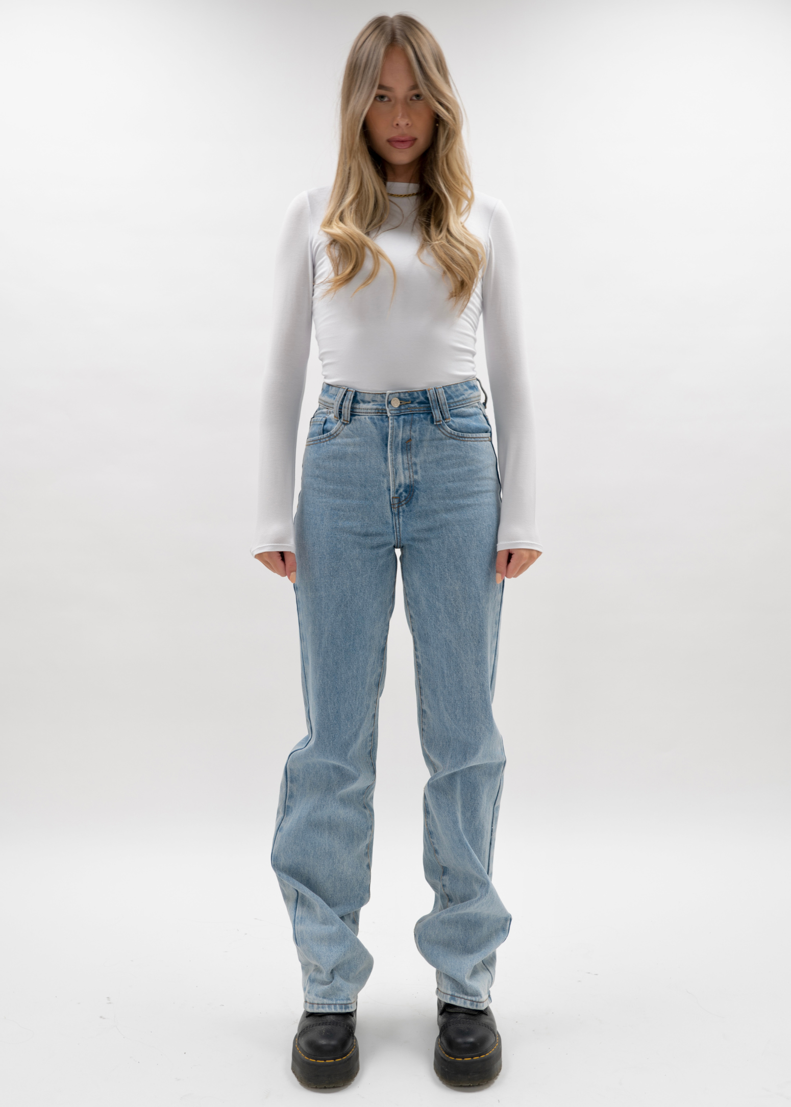High waist straight leg jeans 90's dark blue (TALL)