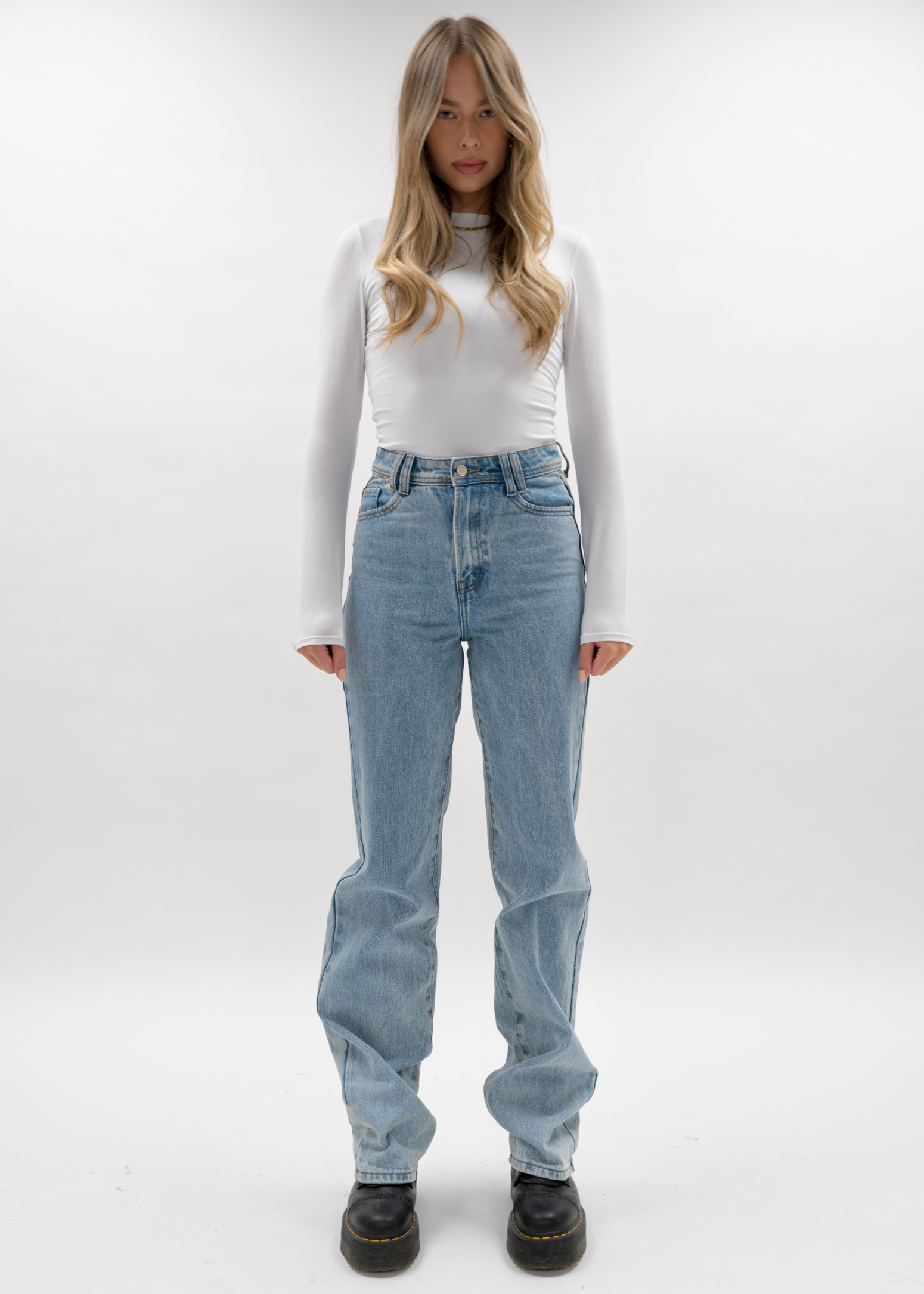 High waist straight leg jeans 90's dark blue  (TALL)