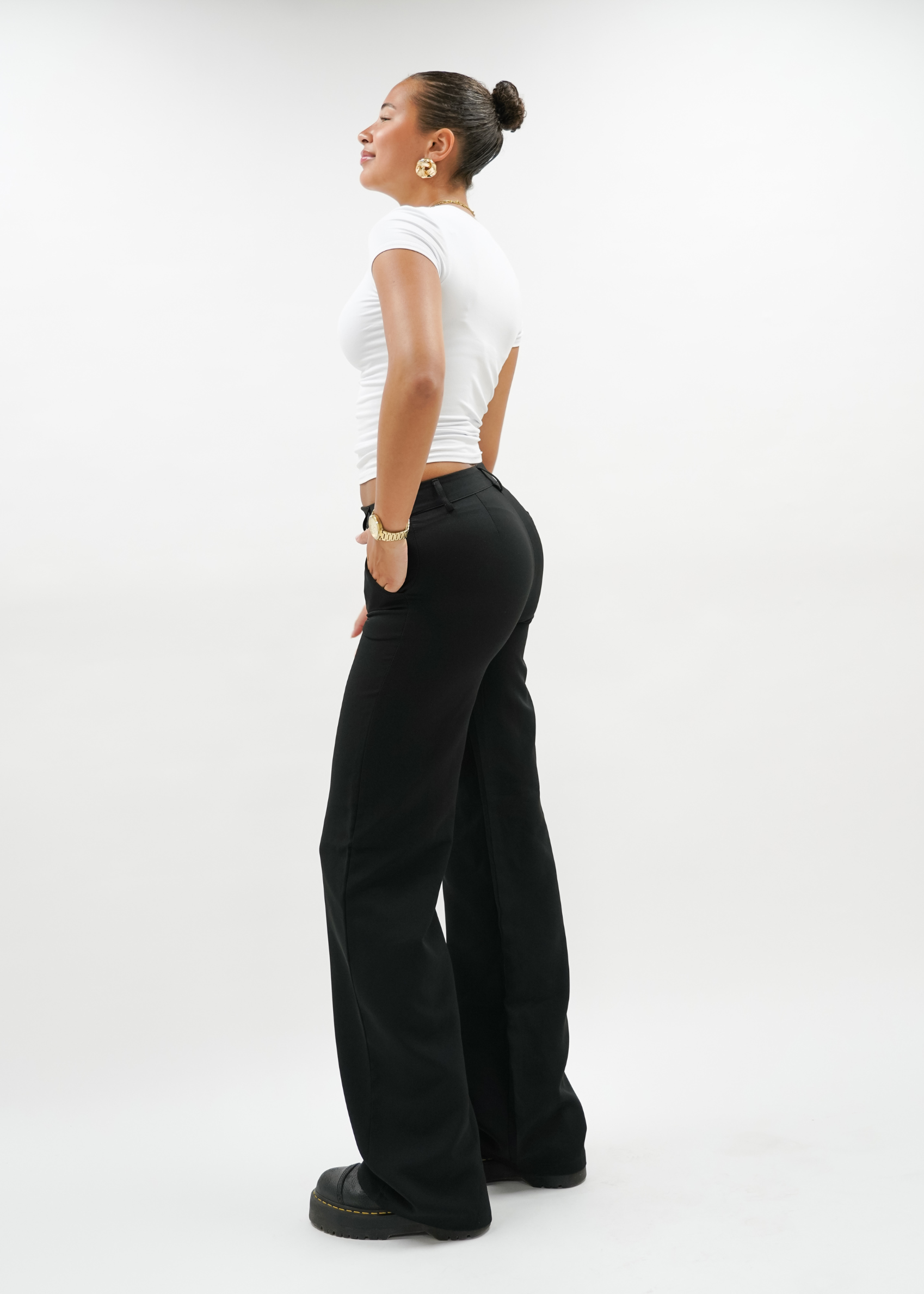 Low/mid waist pants casual black (tall)