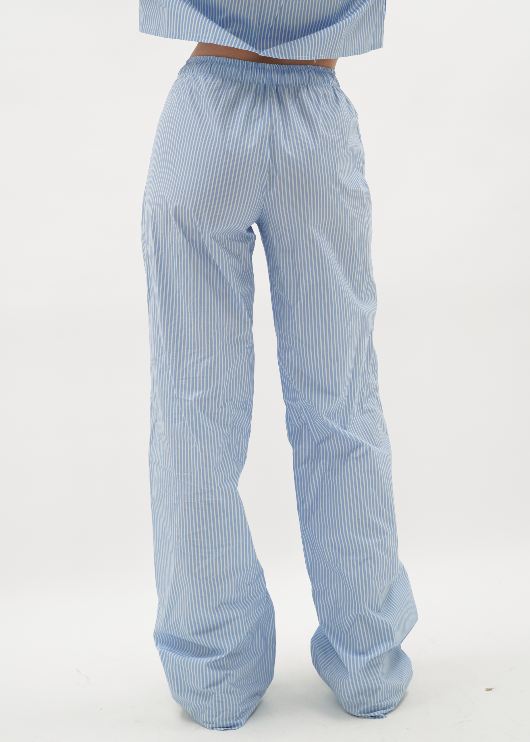 Cotton pants striped (TALL) blue/white