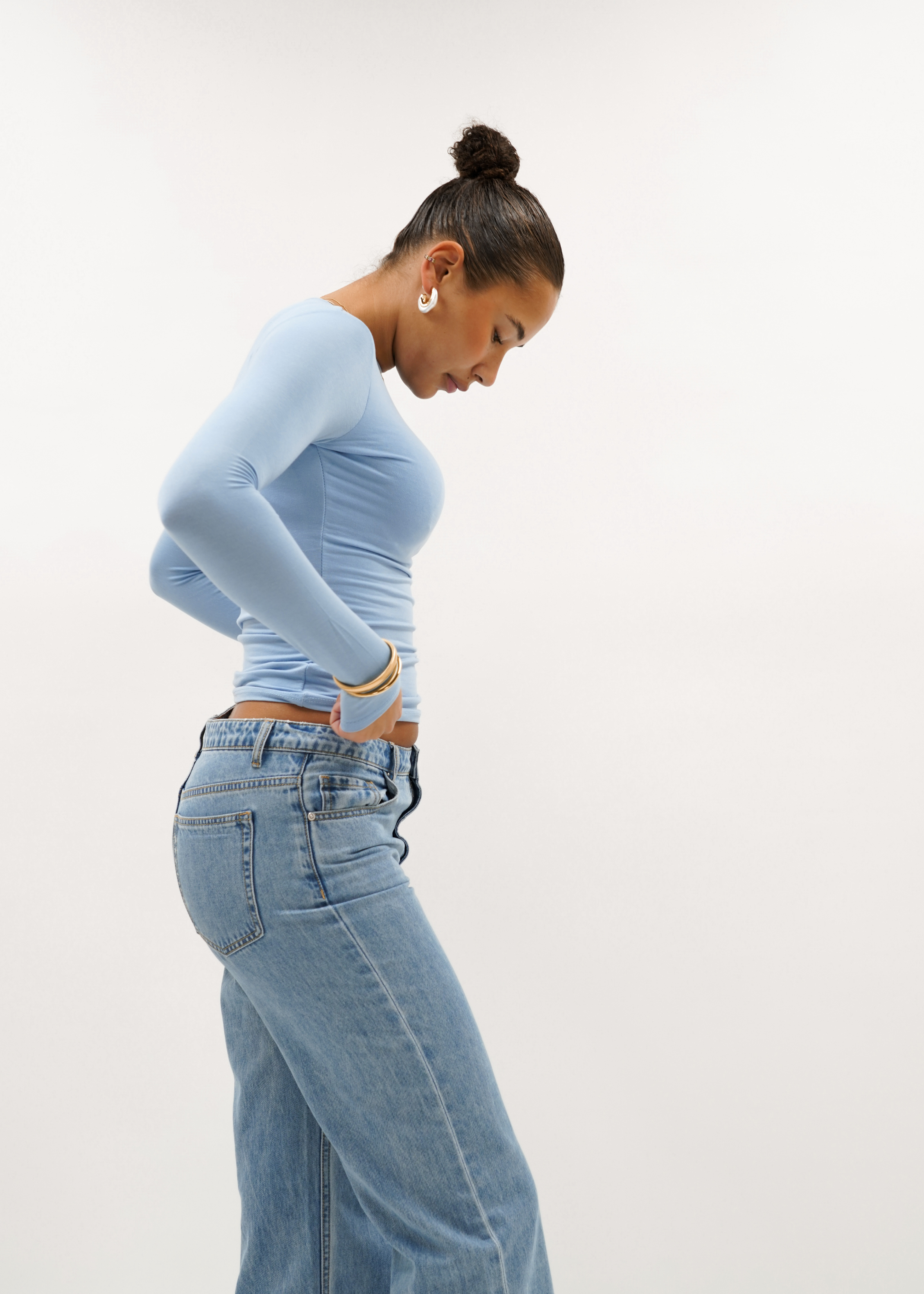 Top manches longues bleu clair